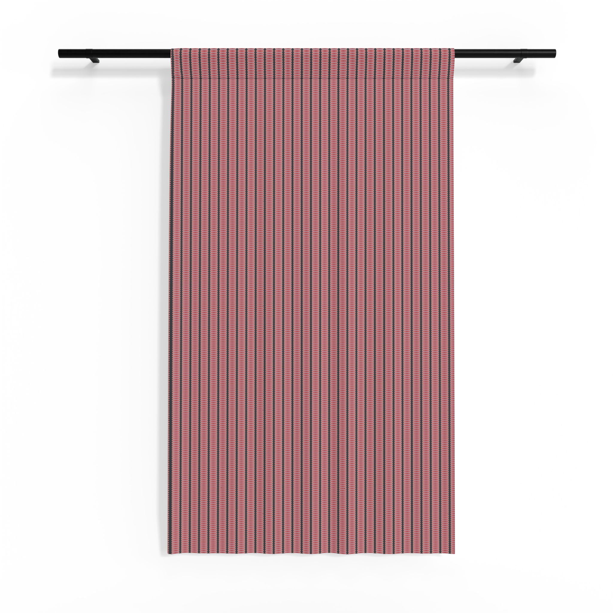 "The Nike of Samothrace" Coral and Grey Striped Sheer Window Curtain — Rosewood Vertical Stripe Sheer Panel