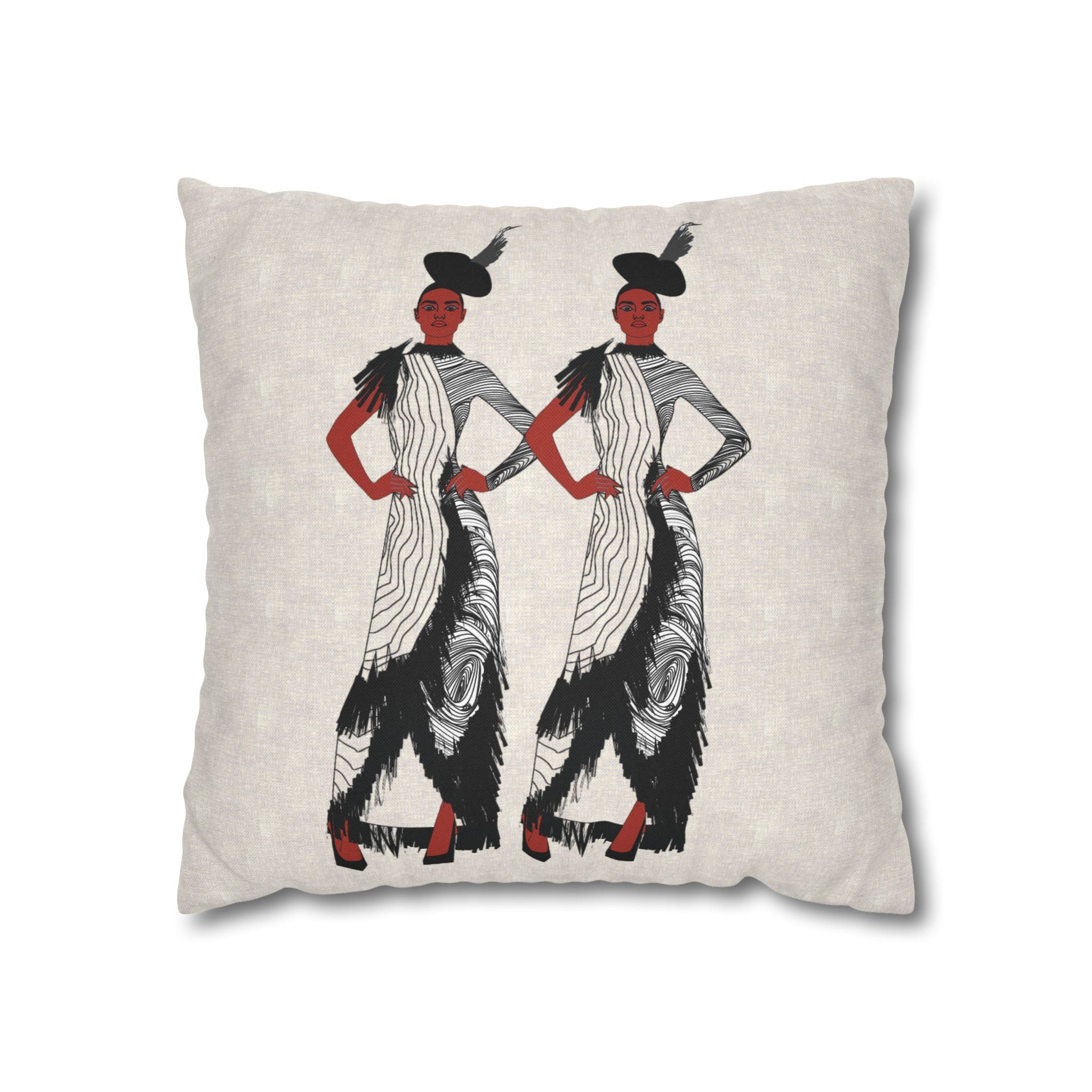 "Fierce Honey" Vintage Art Deco Dancing Women Pillowcase — Retro Glam Decorative Cushion Cover