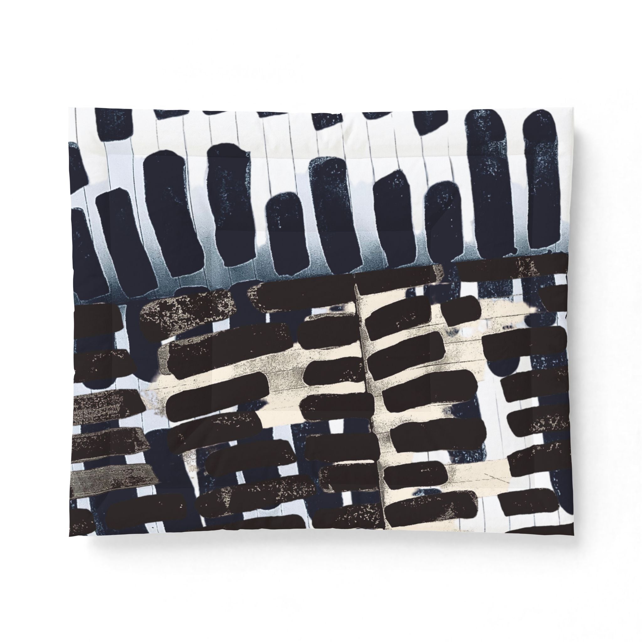 "Only My Notebook Knows How I Feel, My Heart Is On Every Page" Abstract Brushstroke Comforter – Modern Black & White Bedding