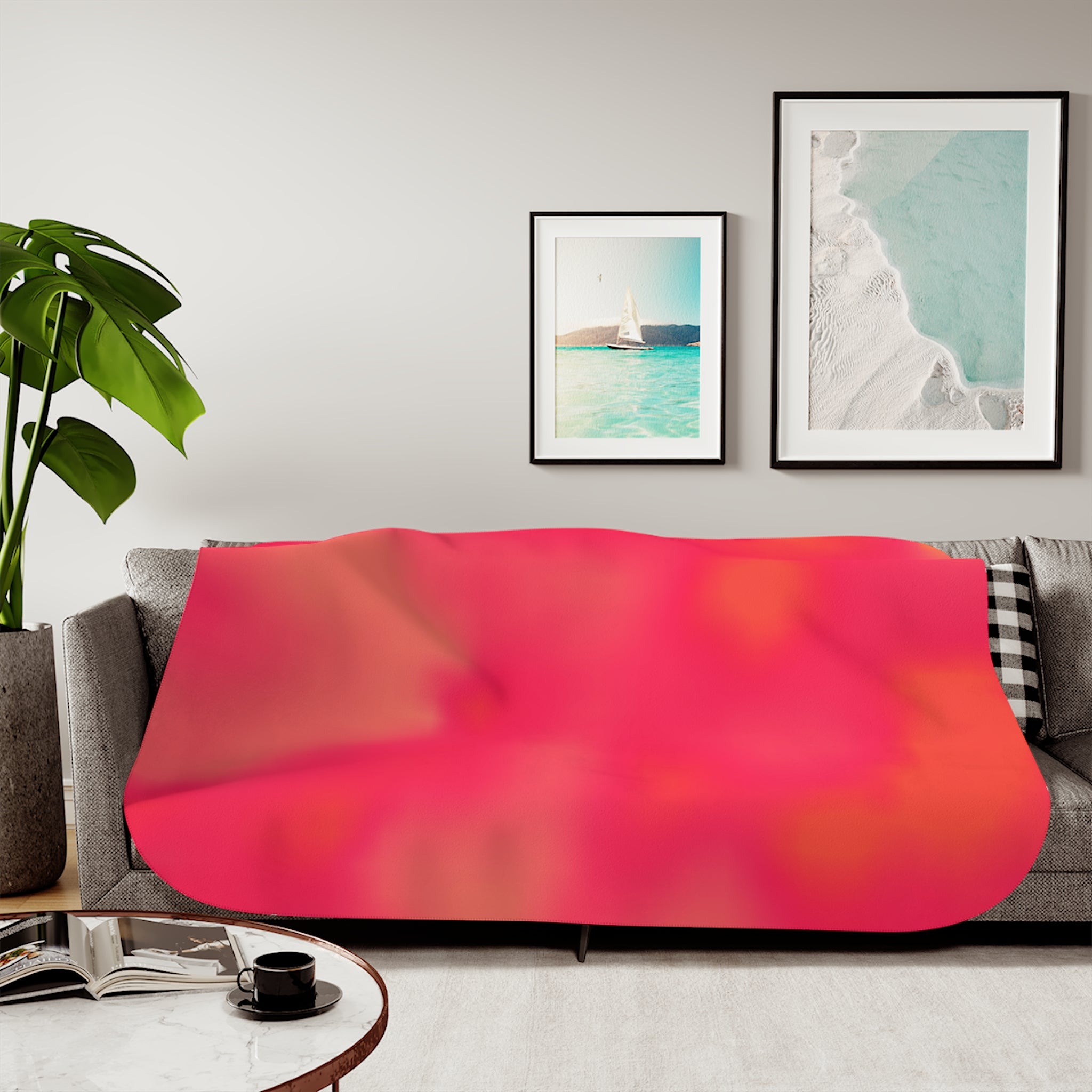 "The Skies Will Break For You, My Friend" Sherbet Plush Sherpa Blanket - Vibrant Coral Tie-Dye Reversible Throw