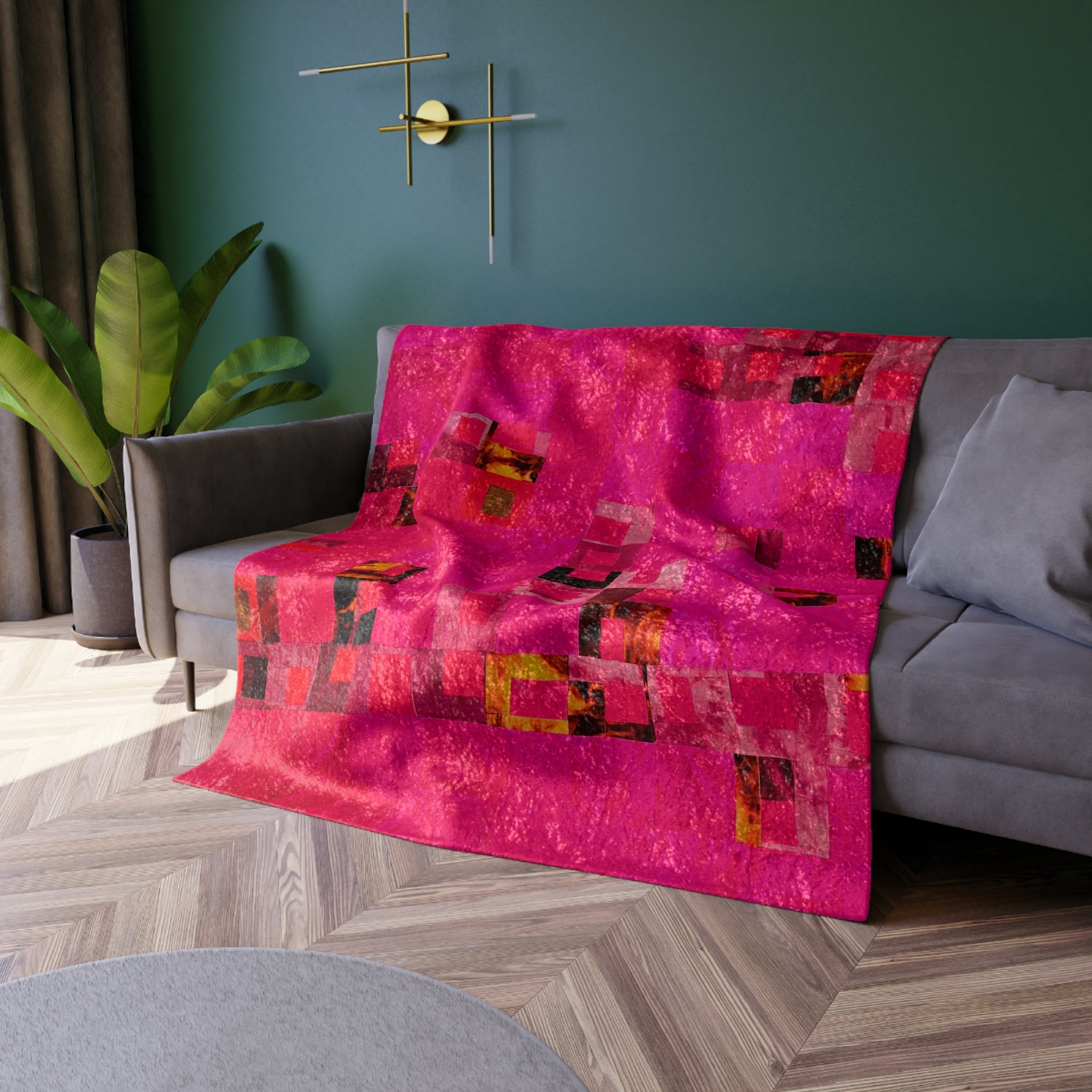"Lela Lela Lela" Vibrant Crushed Velvet Blanket – Cozy Pink Abstract Design