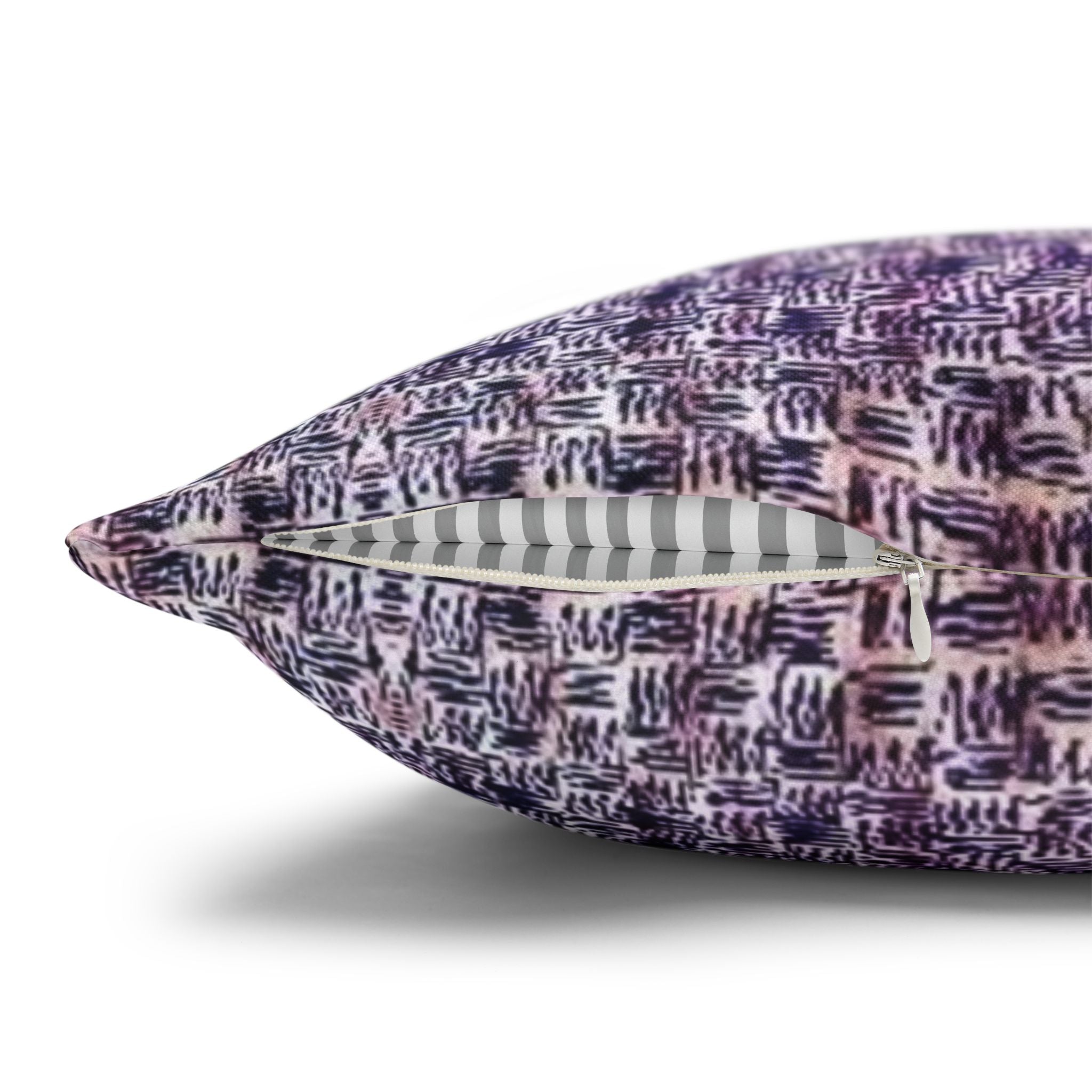 "Pauline, My Love" Blue and Purple Mosaic Decorative Pillowcase — Abstract Geometric Throw Pillow Cover