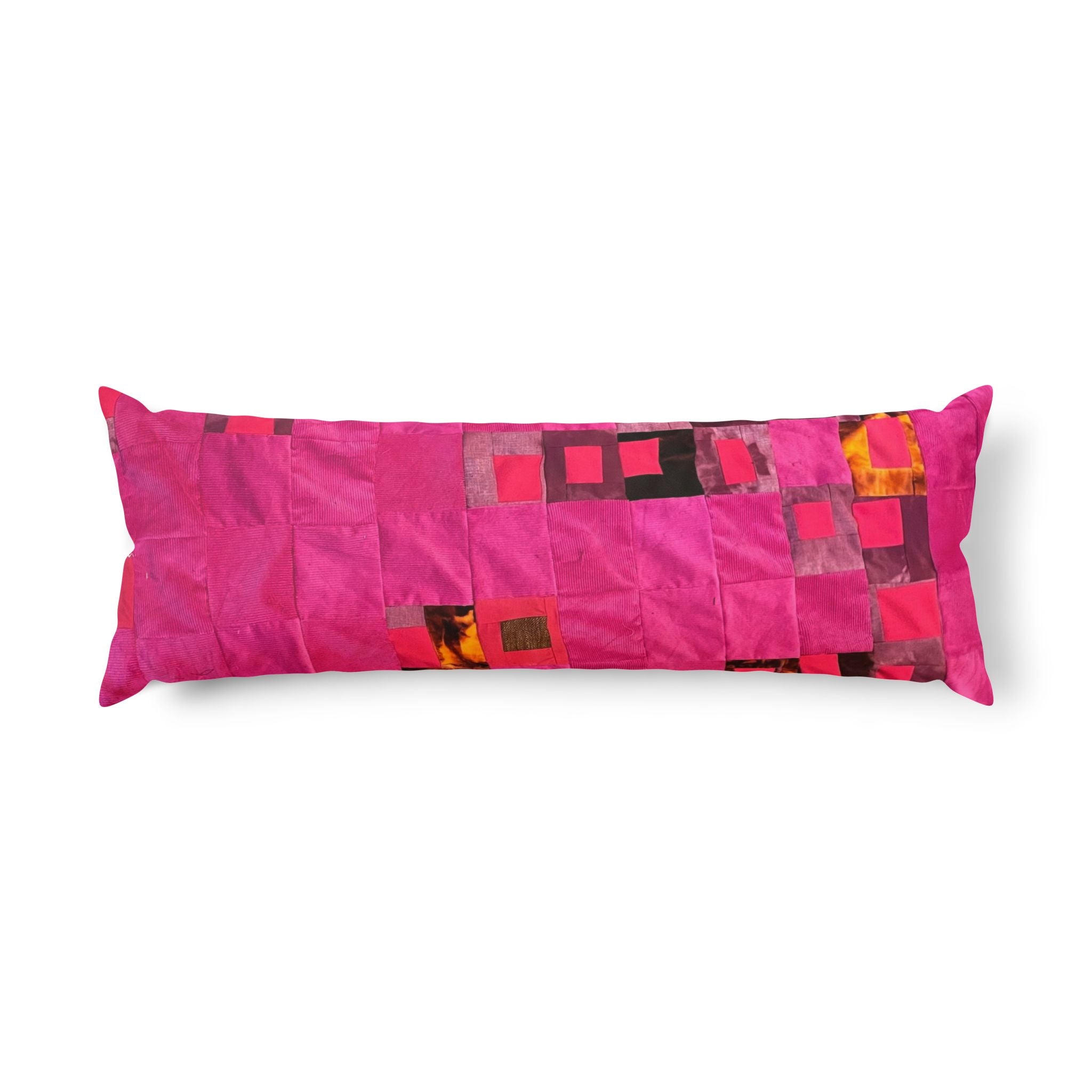 "Lela" Hot Pink Patchwork Body Pillow — Modern Geometric Accent for Bedroom & Lounge