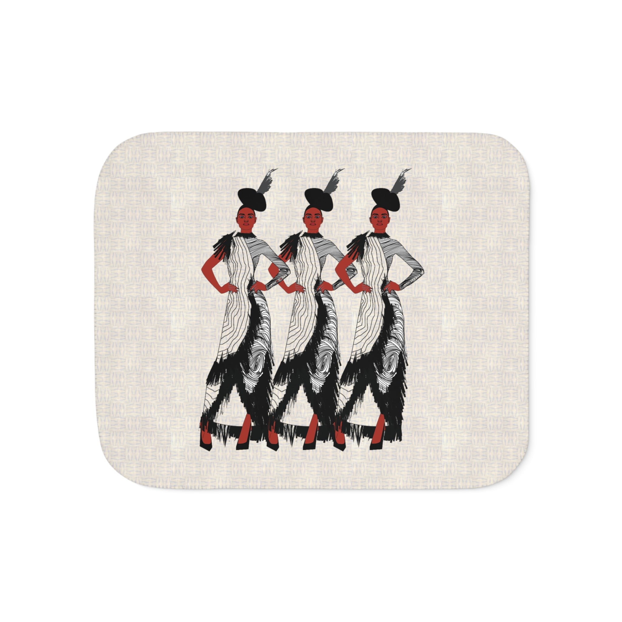 "Fierce Honey" Art Deco Trio Sherpa Blanket — Retro Fashion Illustration Throw