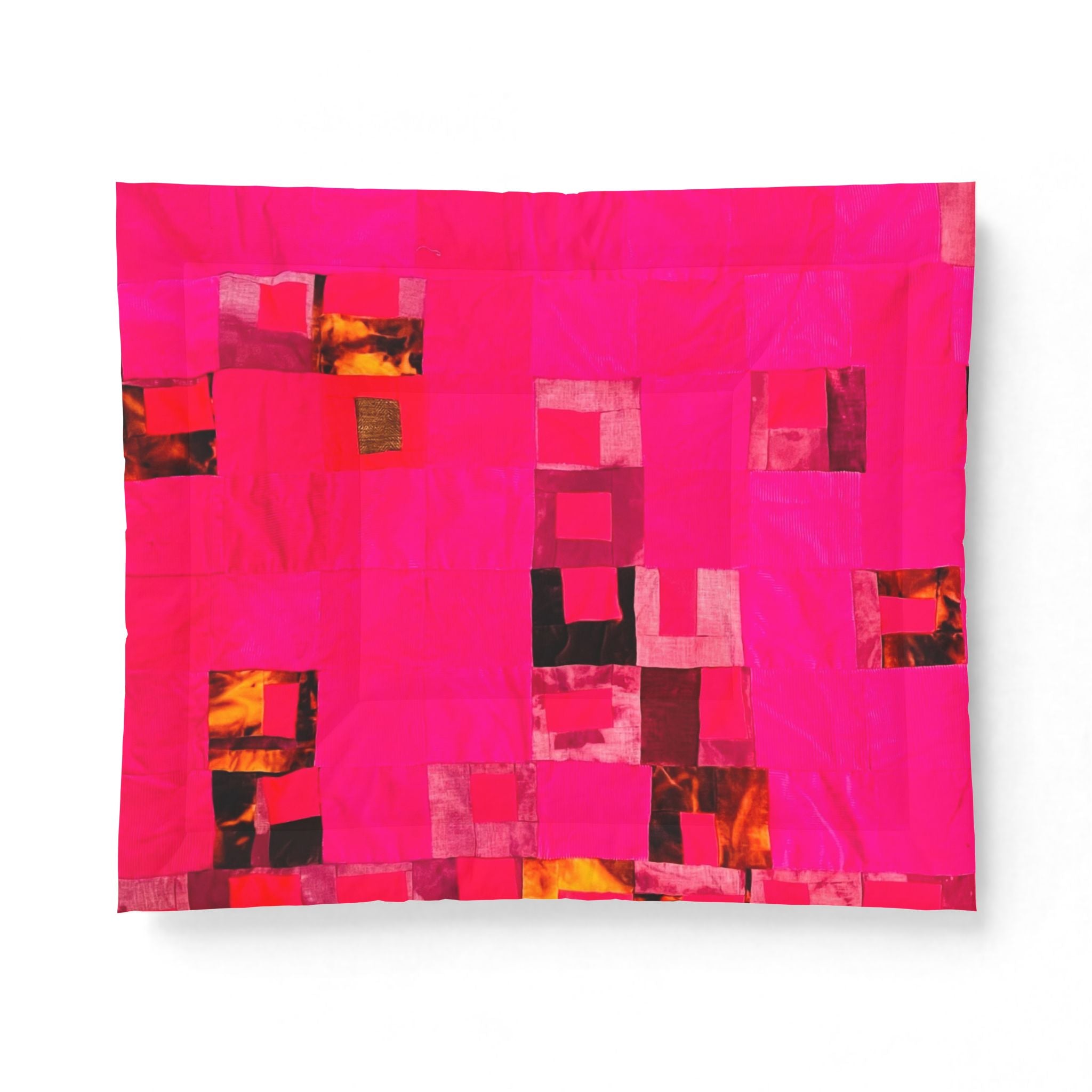 "Lela Lela" Vivid Pink Abstract Cotton Comforter – Modern Geometric Quilt for Bedroom