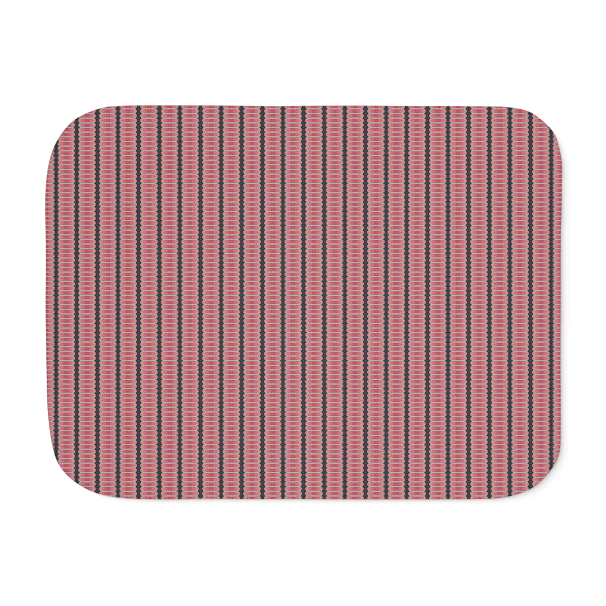 "The Nike of Samothrace" Cozy Striped Sherpa Blanket — Plush Reversible Throw for Home & Travel - Coral, Grey, Red