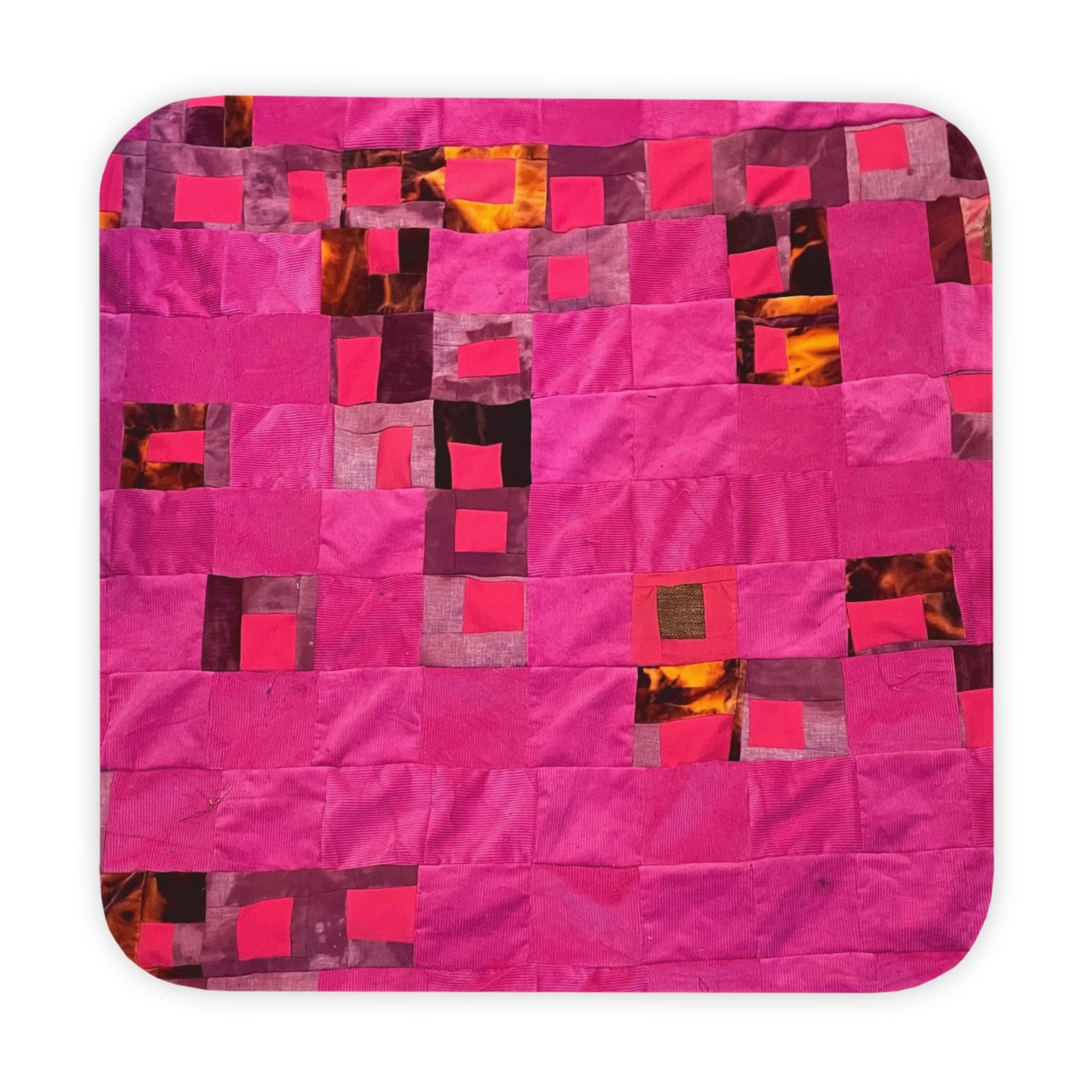 "Lela" Hooded Baby Towel — Bright Pink Patchwork Hooded Bath Wrap for Infants