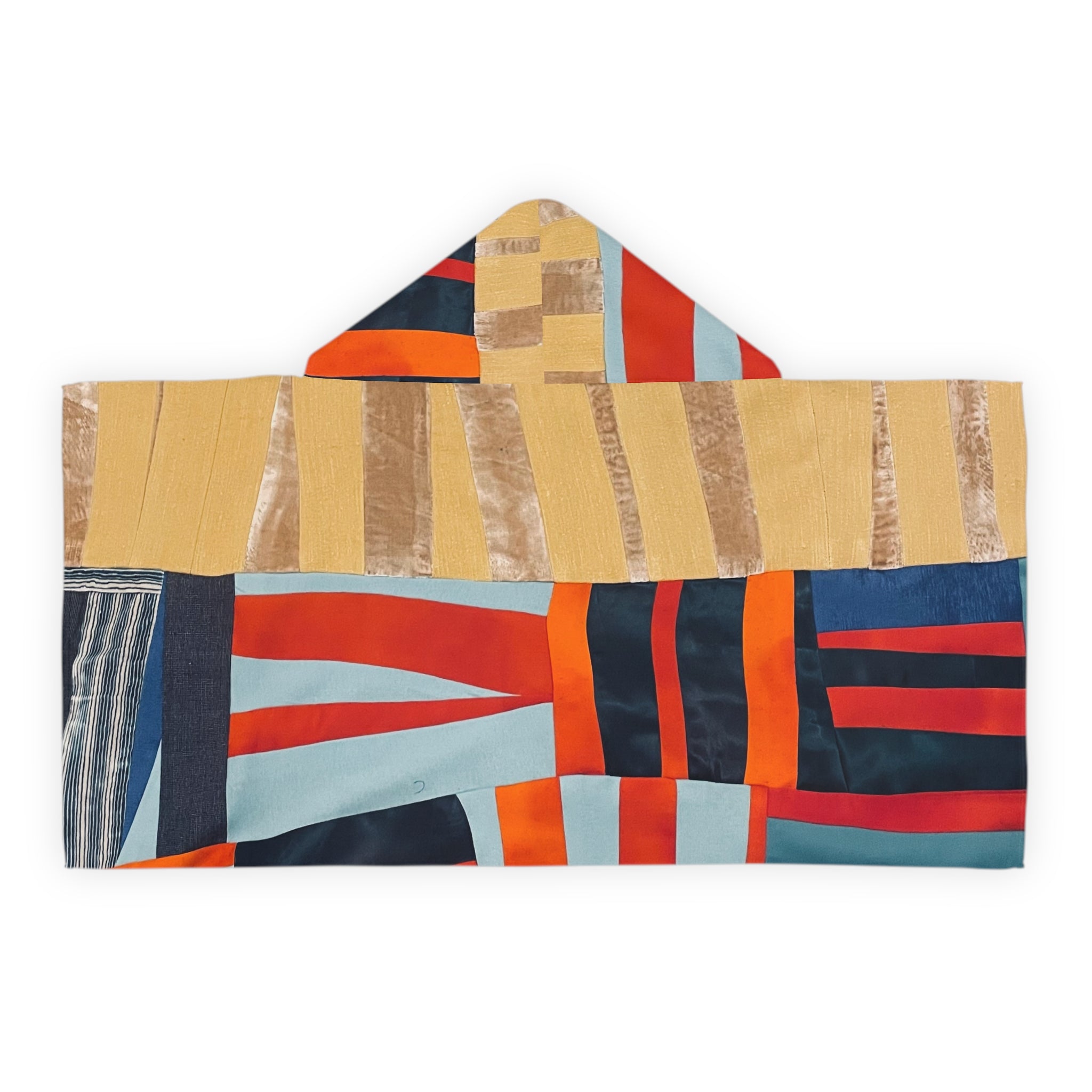 "Hannah and Samuel" Abstract Geometric Youth Hooded Towel – Colorful Stripes & Blocks