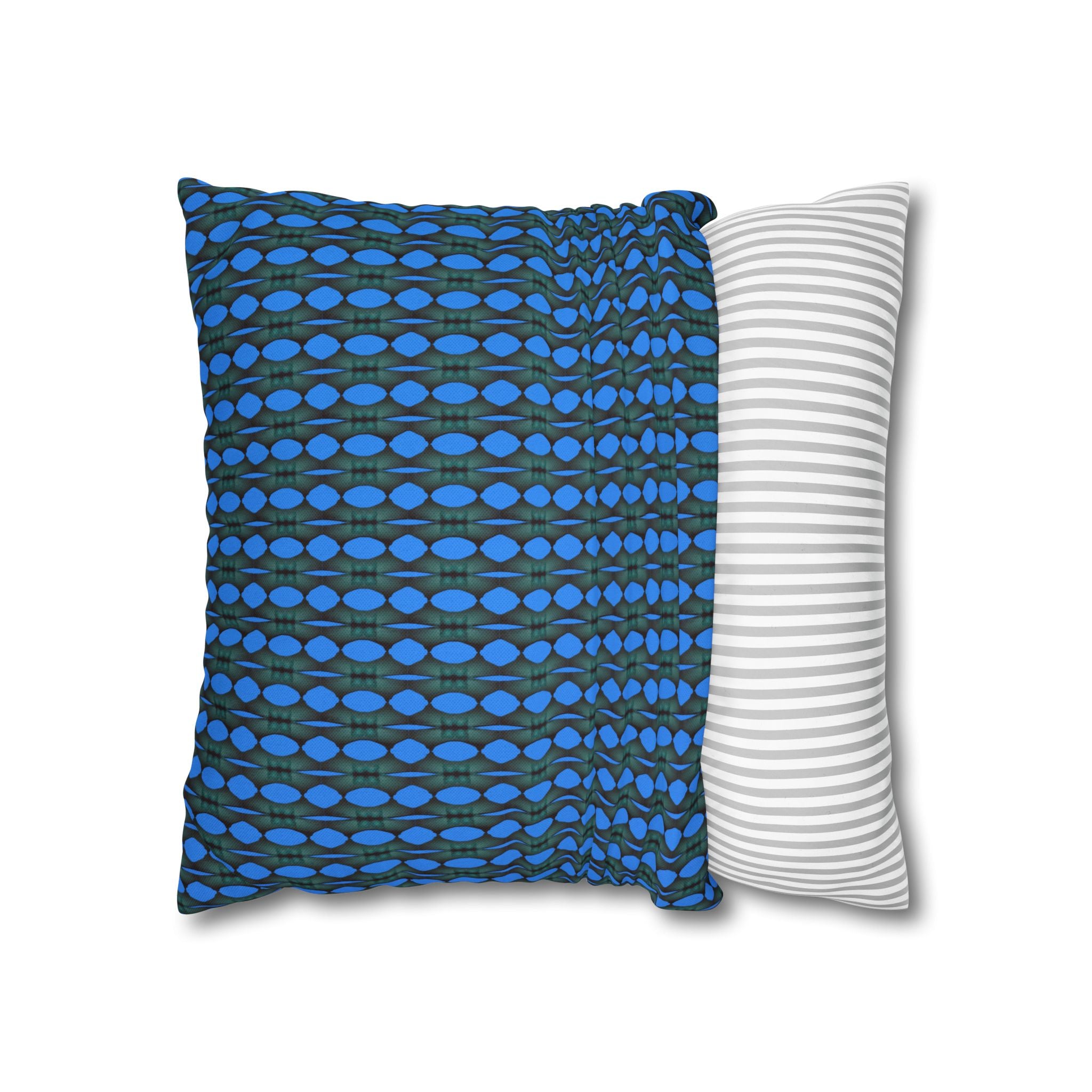 "Where Are We Going?" Green and Energy Blue Spun Polyester Square Pillowcase