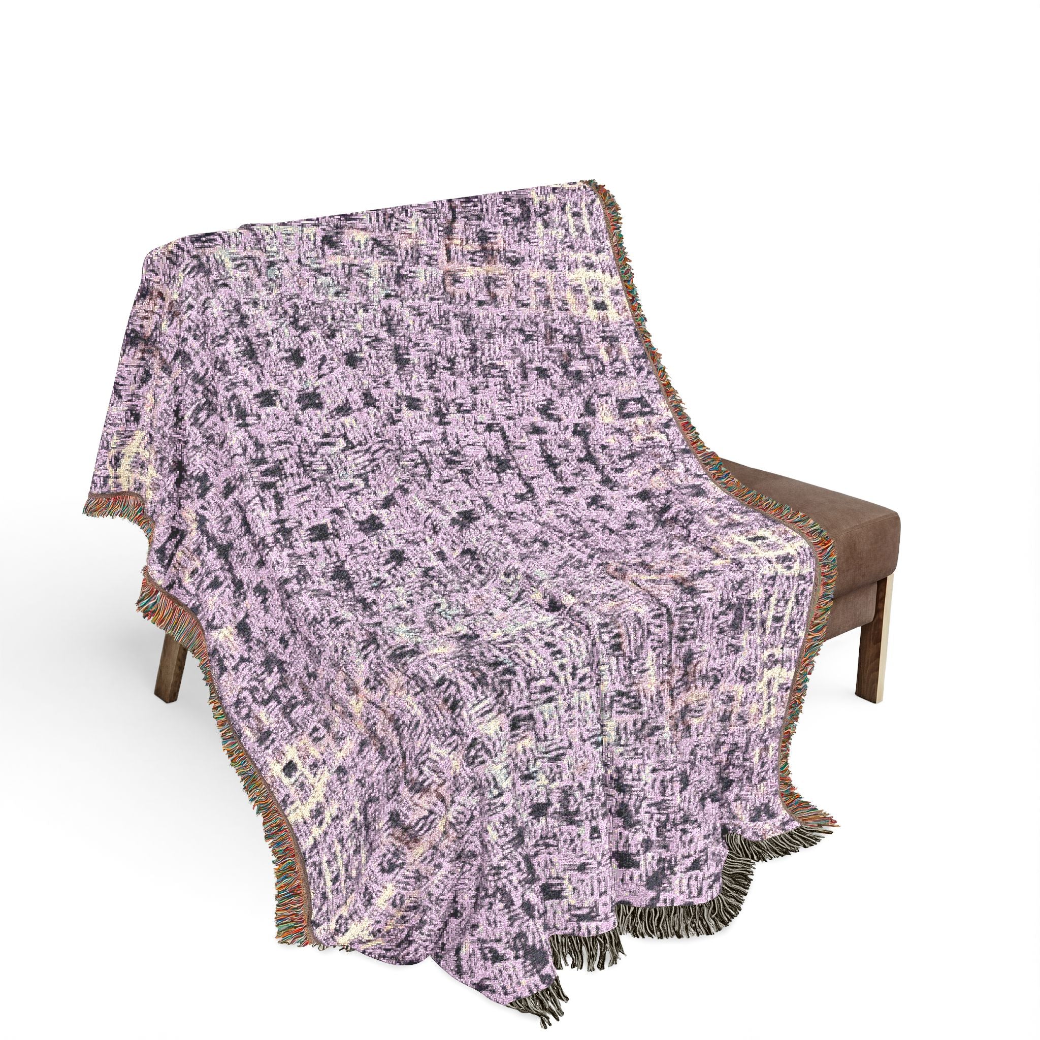 "Pauline, My Love" Pen Drawing On Paper, Violet Woven Textile, Warm Blanket