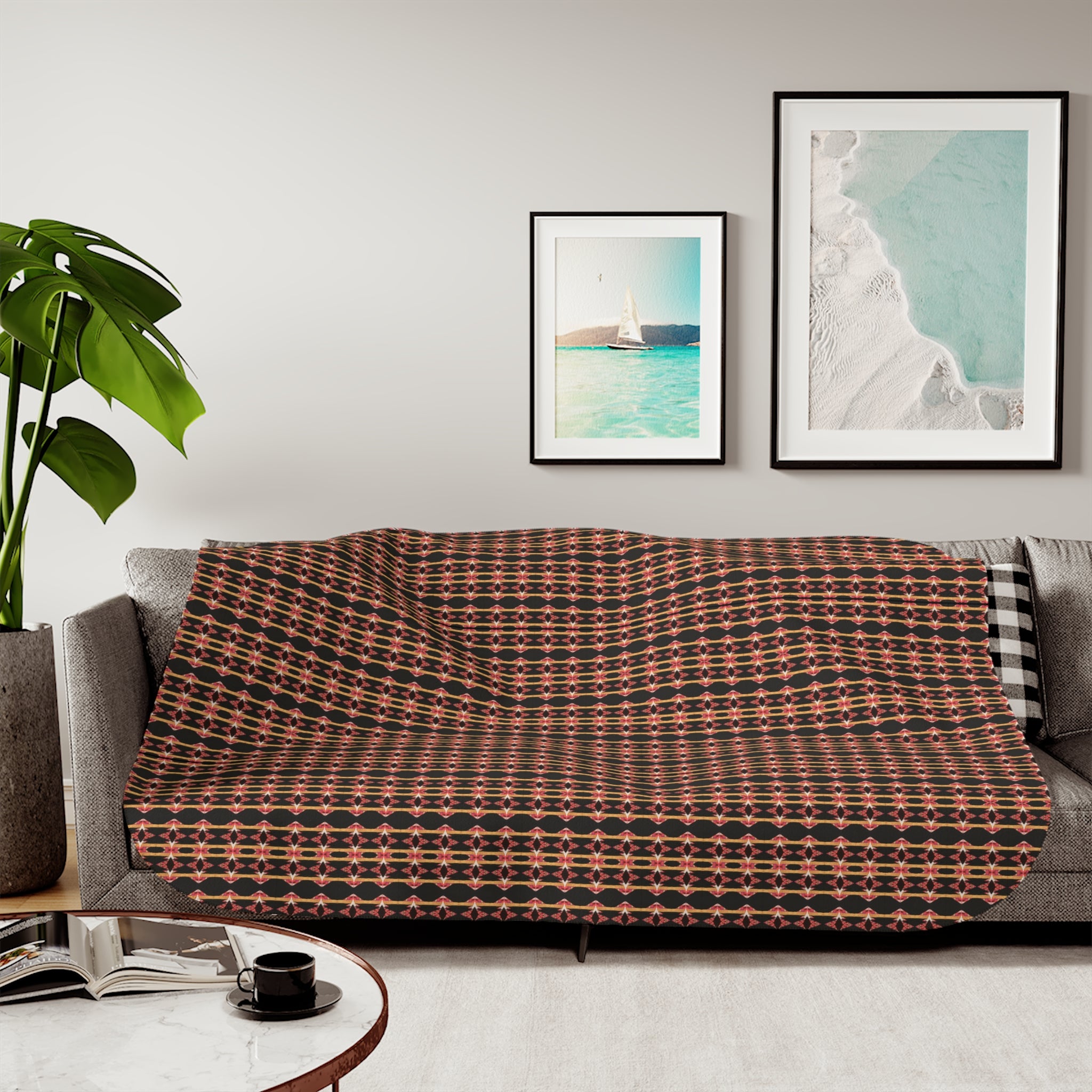 "Native America Now" Plaid Sherpa Blanket - Cozy Reversible Fleece Throw for Home, Cabin & Fall Décor