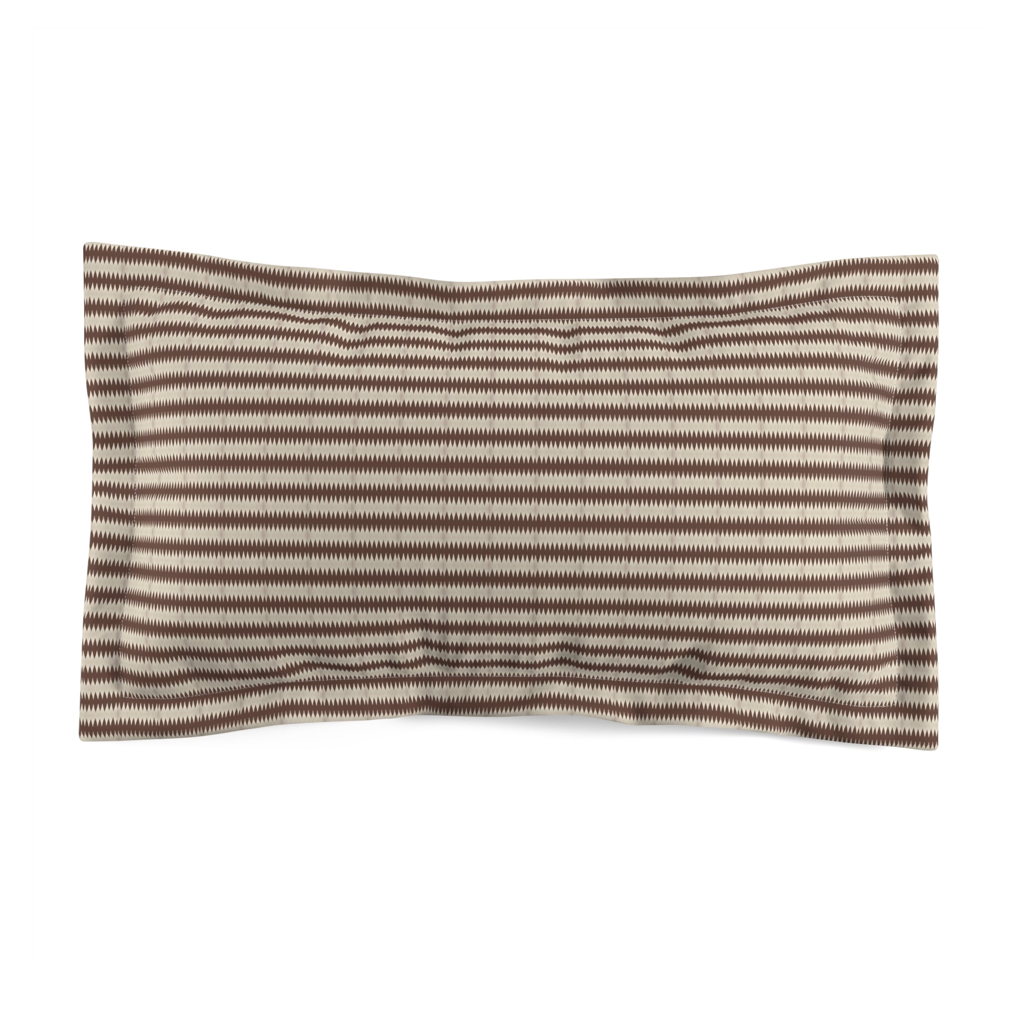"Mississippi Morning" Brown and Beige Striped Microfiber Pillow Sham — Neutral Brown Chevron-Style Accent