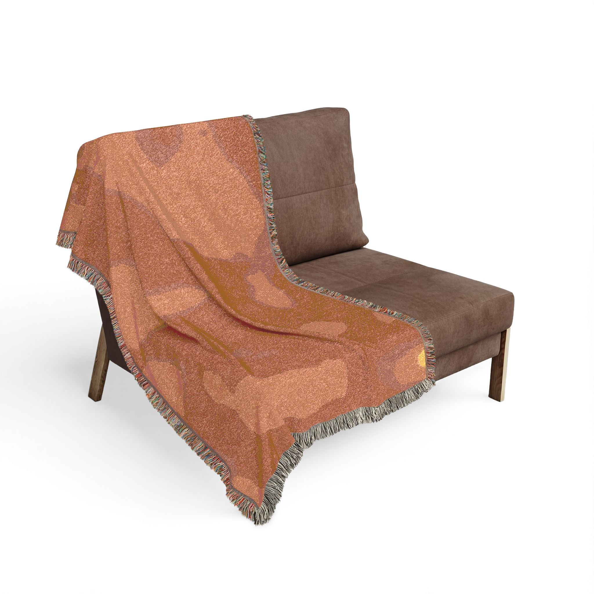 "The Skies Will Break For You, My Friend" Abstract Sunset Woven Blanket — Earth & Ocean Tones Cozy Throw