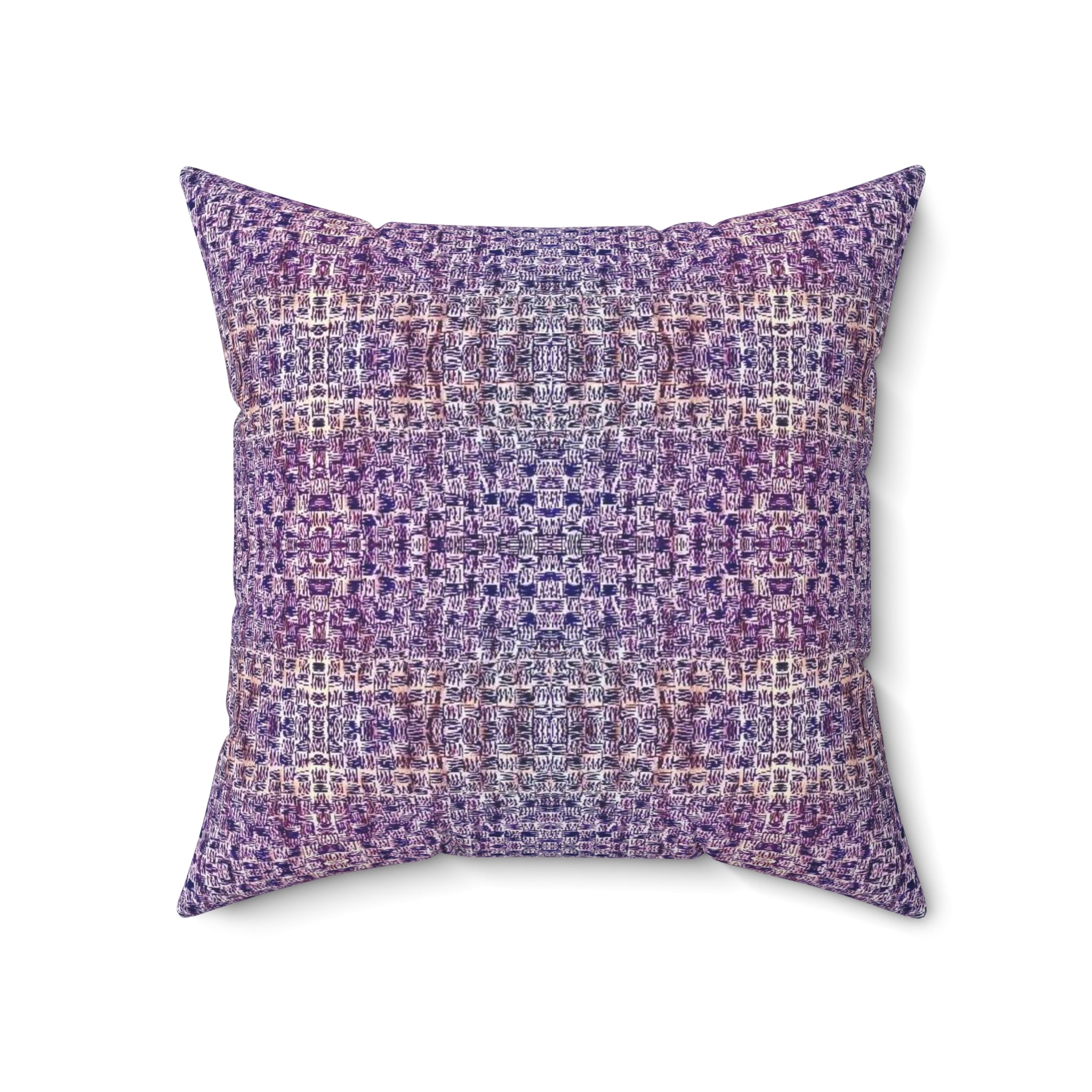 "Pauline, My Love" Purple and Blue Mosaic Decorative Pillow - Boho Geometric Accent Cushion