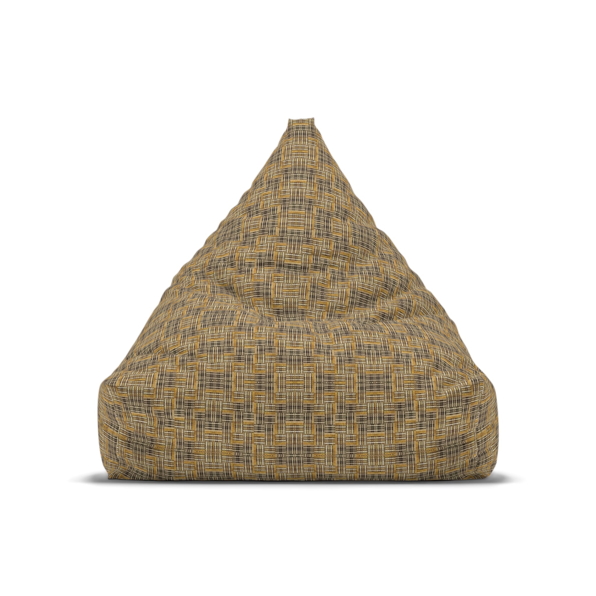 "All Things Fall Apart" Textured Mustard Woven Bean Bag Cover — Cozy Modern Accent for Living Rooms & Kids’ Rooms