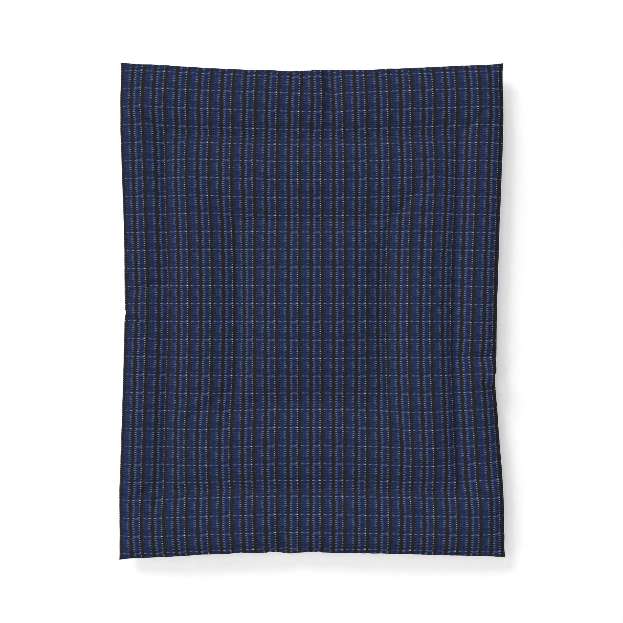 "Mississippi Midnight: Lovely Banjo Blues" Navy Plaid Cotton Comforter - Lightweight Bed Blanket