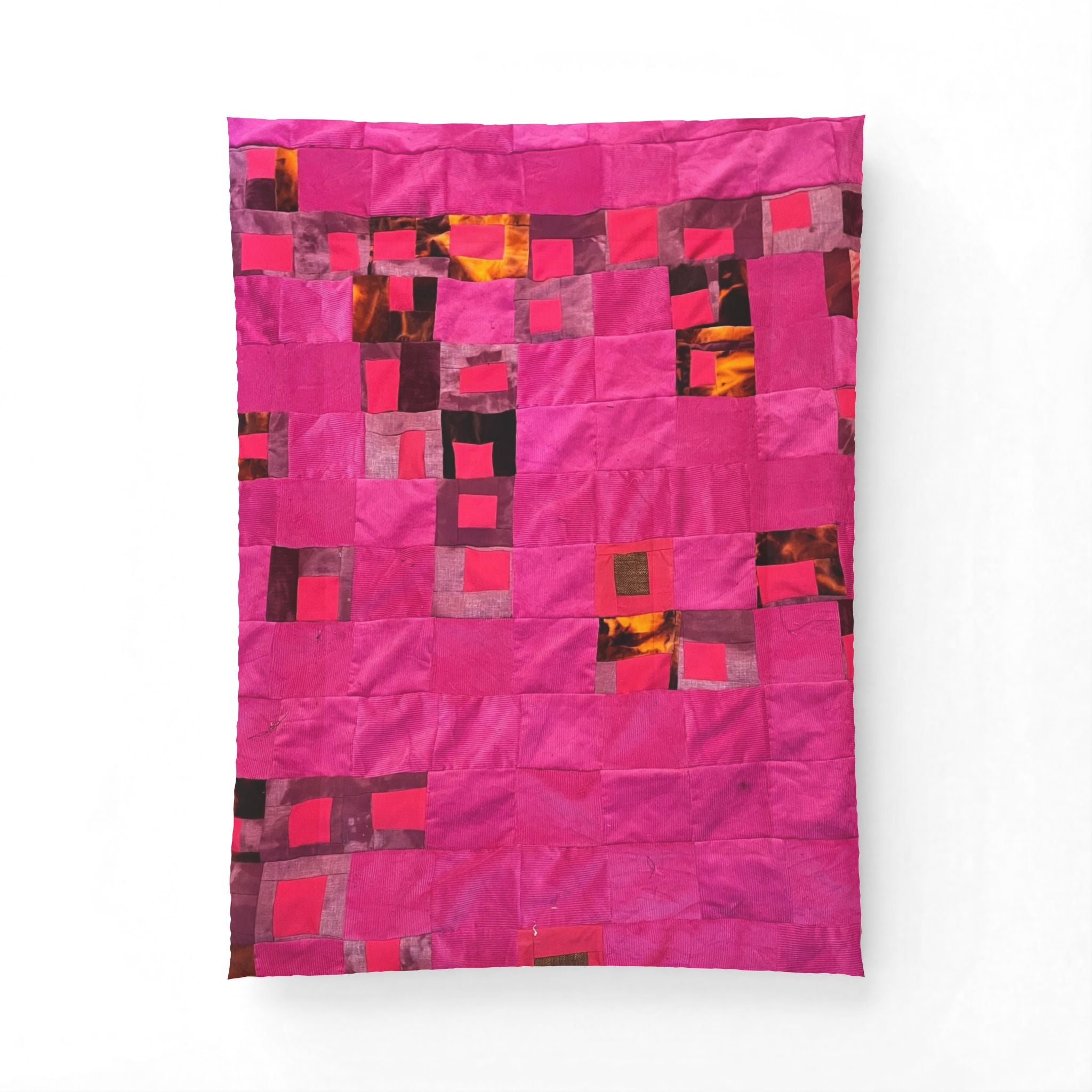 "Lela" Pink Geometric Cotton Comforter – Modern Patchwork Throw for Bedroom