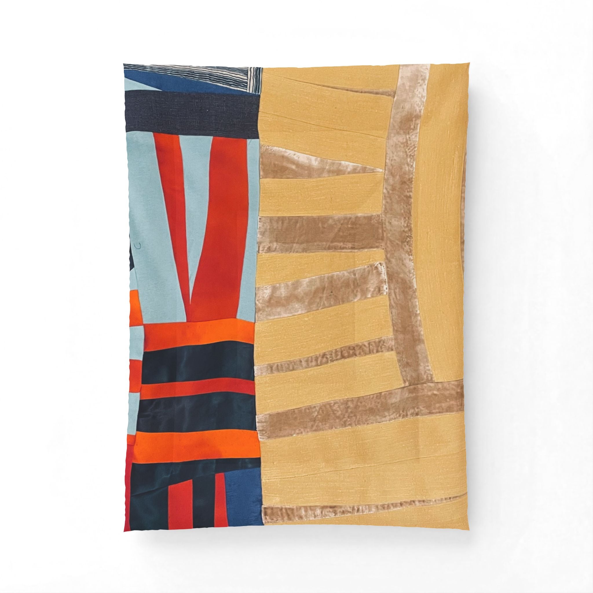 "Hannah and Samuel" Abstract Colorblock Cotton Comforter – Warm Geometric Bedspread