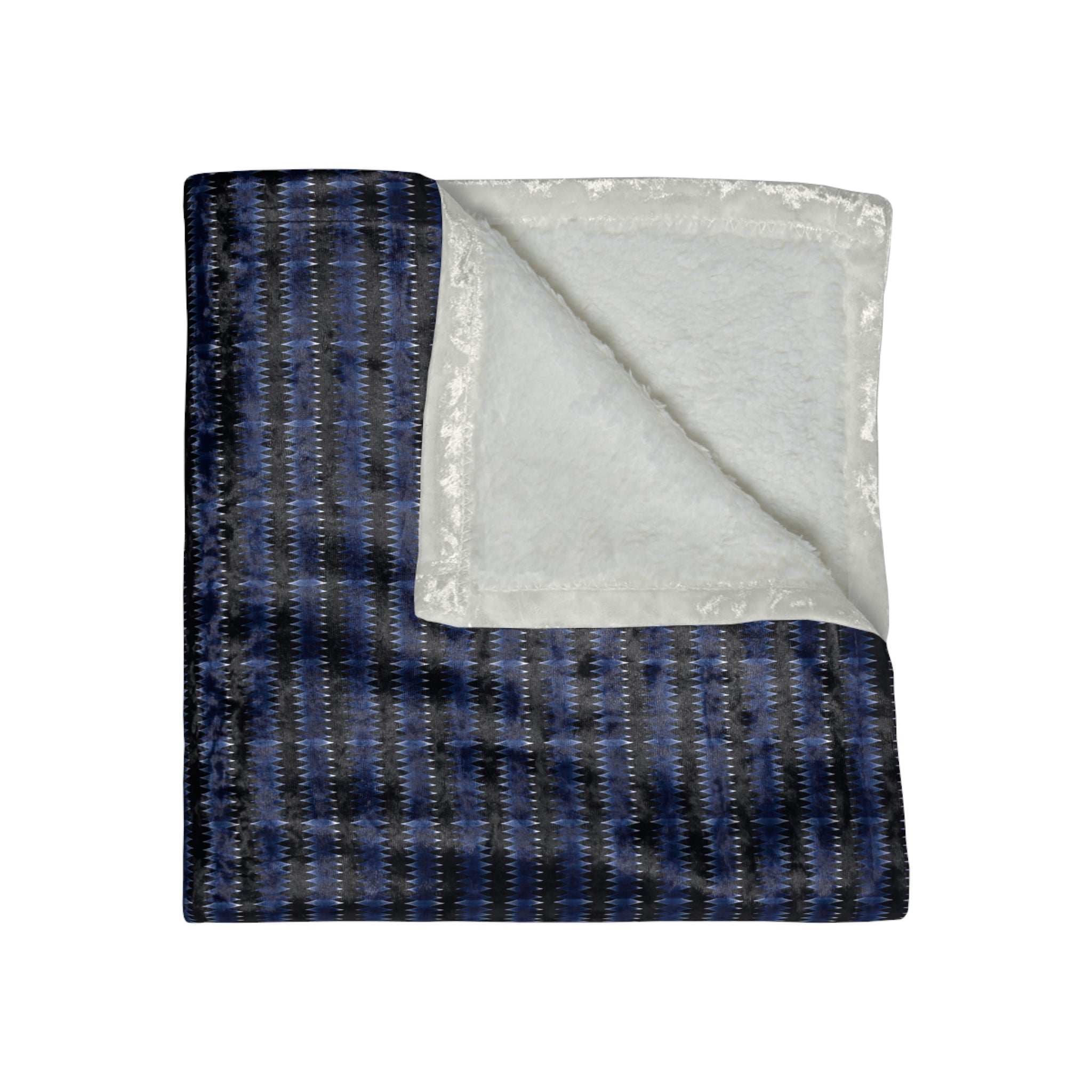 "Mississippi Midnight: Lovely Banjo Blues" Crushed Velvet Blanket — Navy Striped Plush Throw for Cozy Living