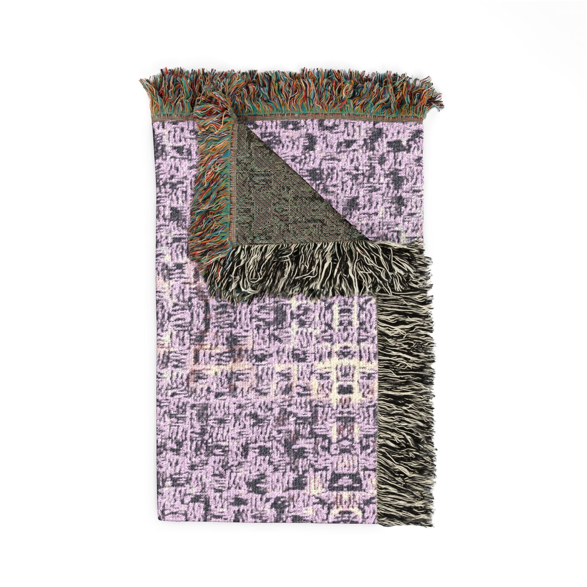 "Pauline, My Love" Pen Drawing On Paper, Violet Woven Textile, Warm Blanket