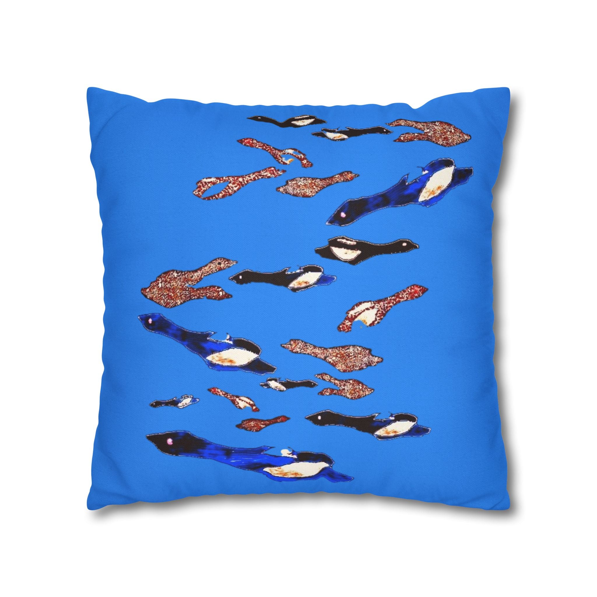 "Fly Me to the Moon" Blue Birds Decorative Pillowcase — Marine Life Throw Pillow Cover