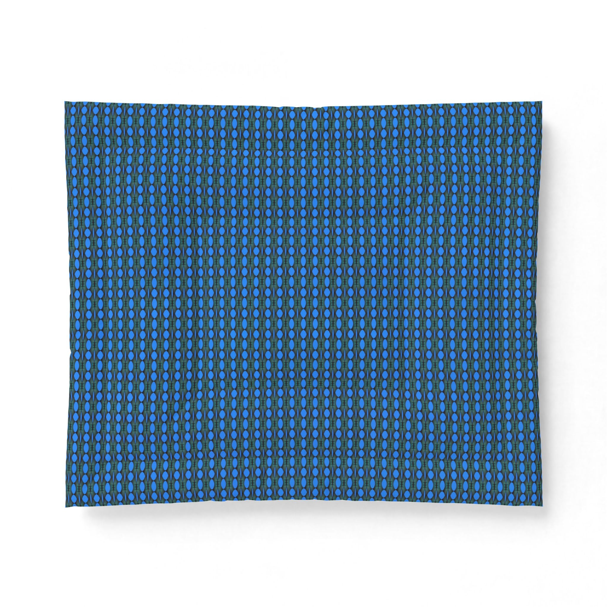 "Where Are We Going?" Blue Geometric Cotton Comforter – Modern Dot Pattern Bedspread