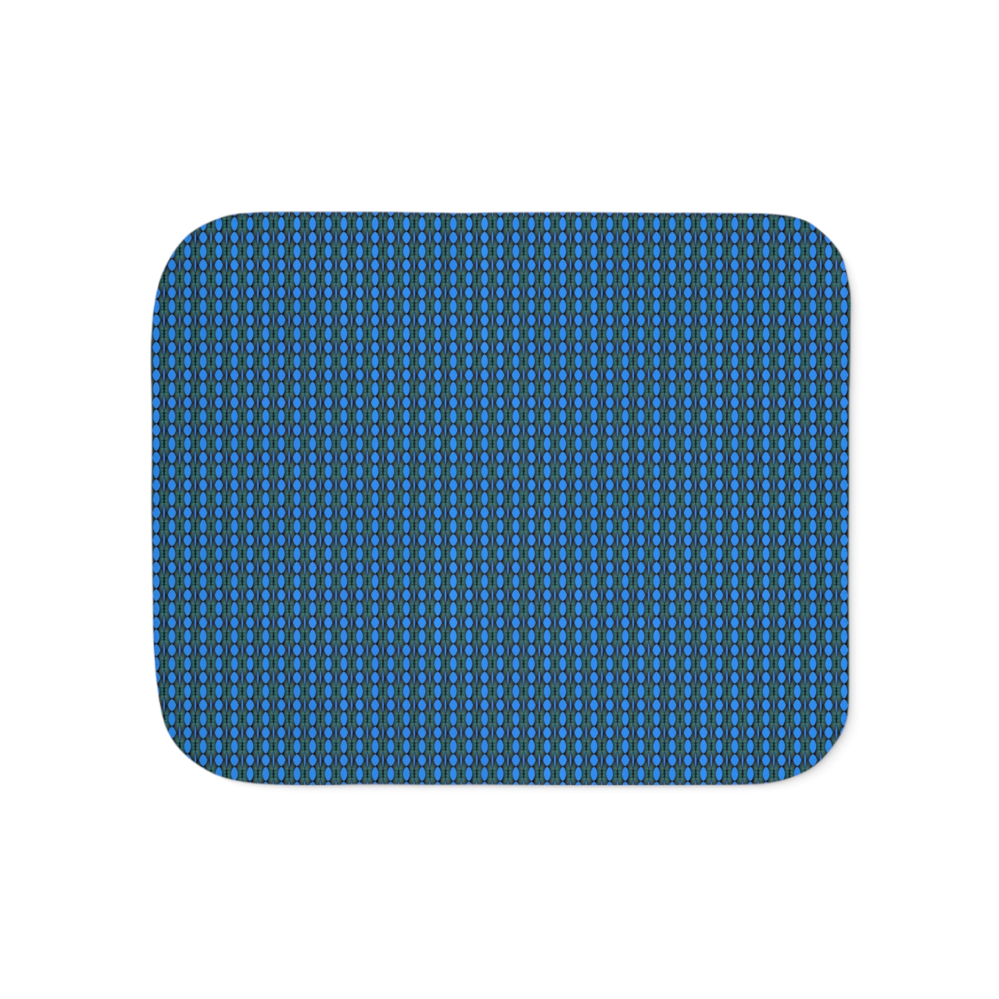 "Where Are We Going?" Cozy Reversible Sherpa Blanket — Blue Grid Print with Cream Plush Back
