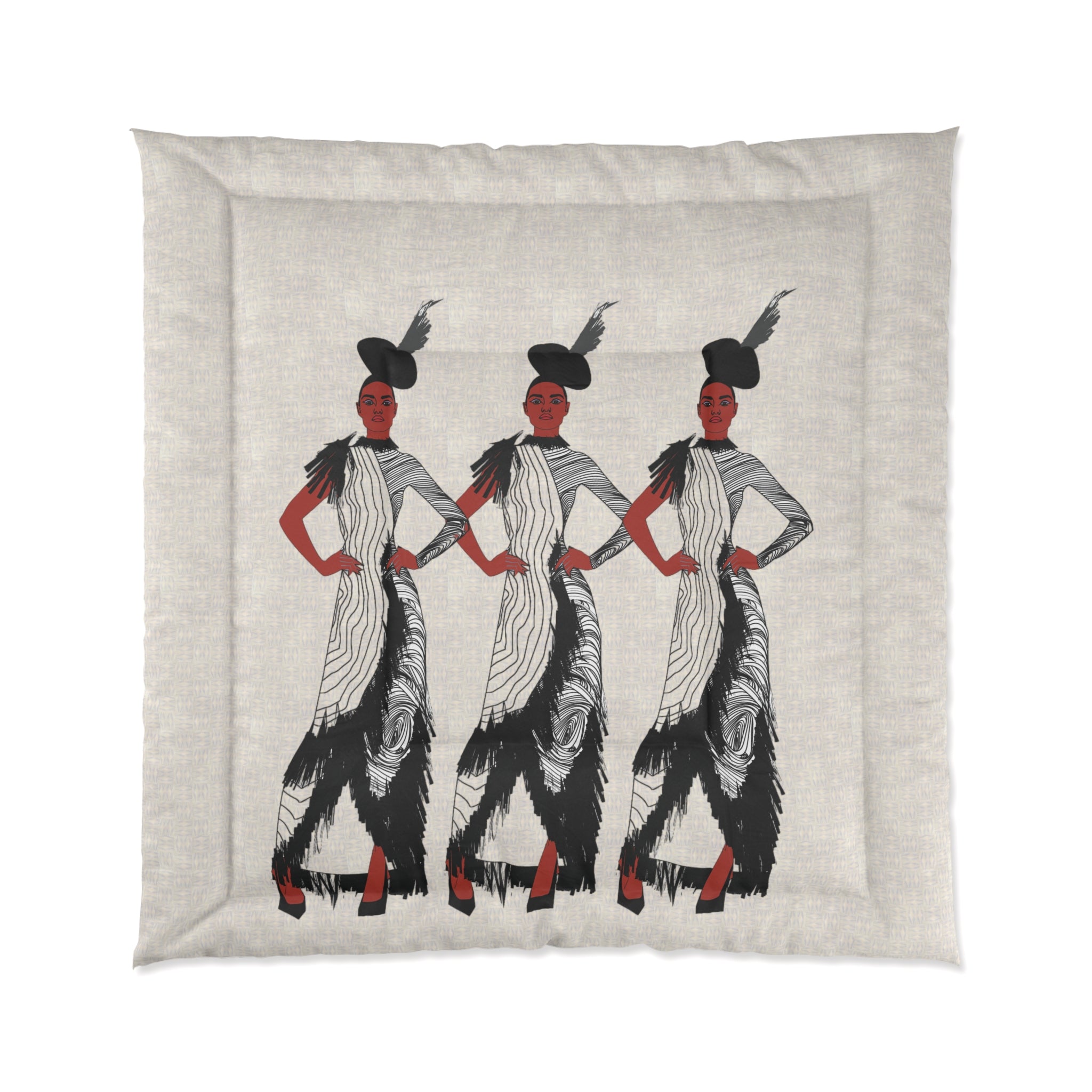 "Fierce Honey" Art Deco Femme Fatale Comforter - Vintage Fashion Illustration Bedding