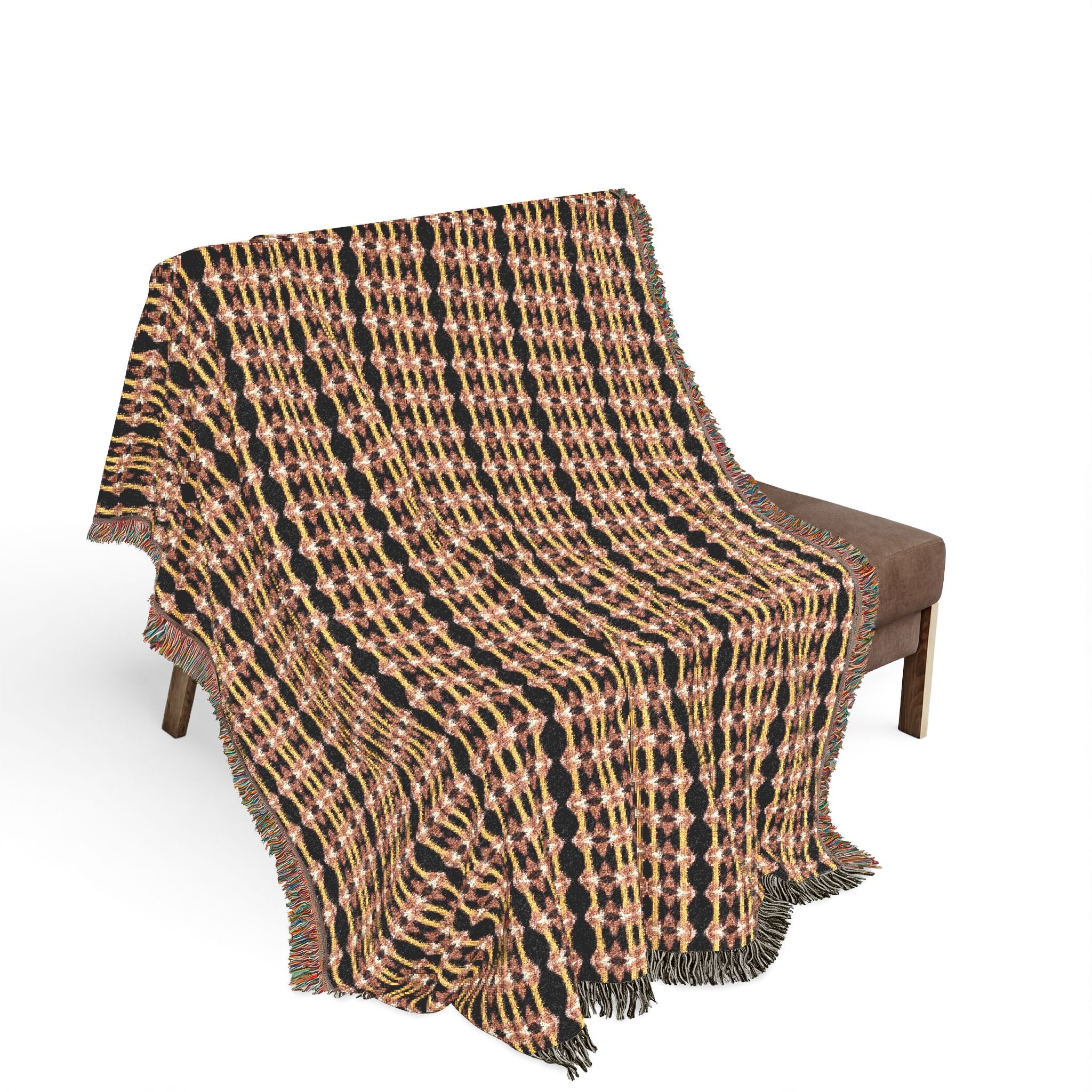 "Native America Now" Striped Woven Blanket — Cozy Boho Throw for Living Room, Vintage Pastel & Teal Accent