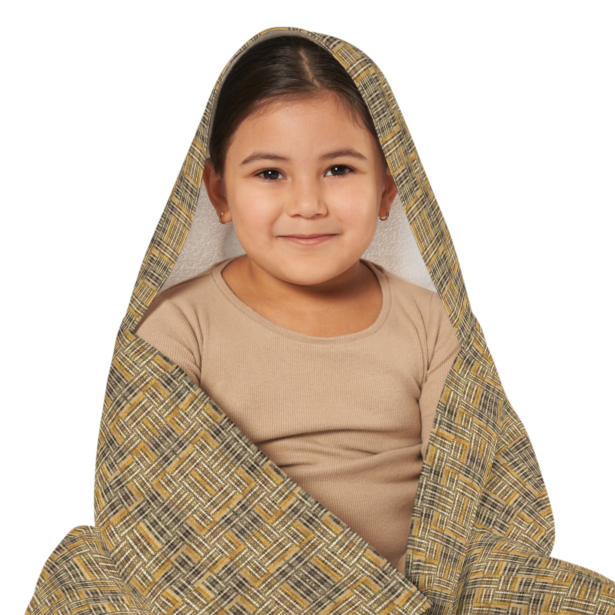 "All Things Fall Apart" Youth Hooded Towel — Rustic Woven Plaid Hooded Beach & Bath Wrap for Kids