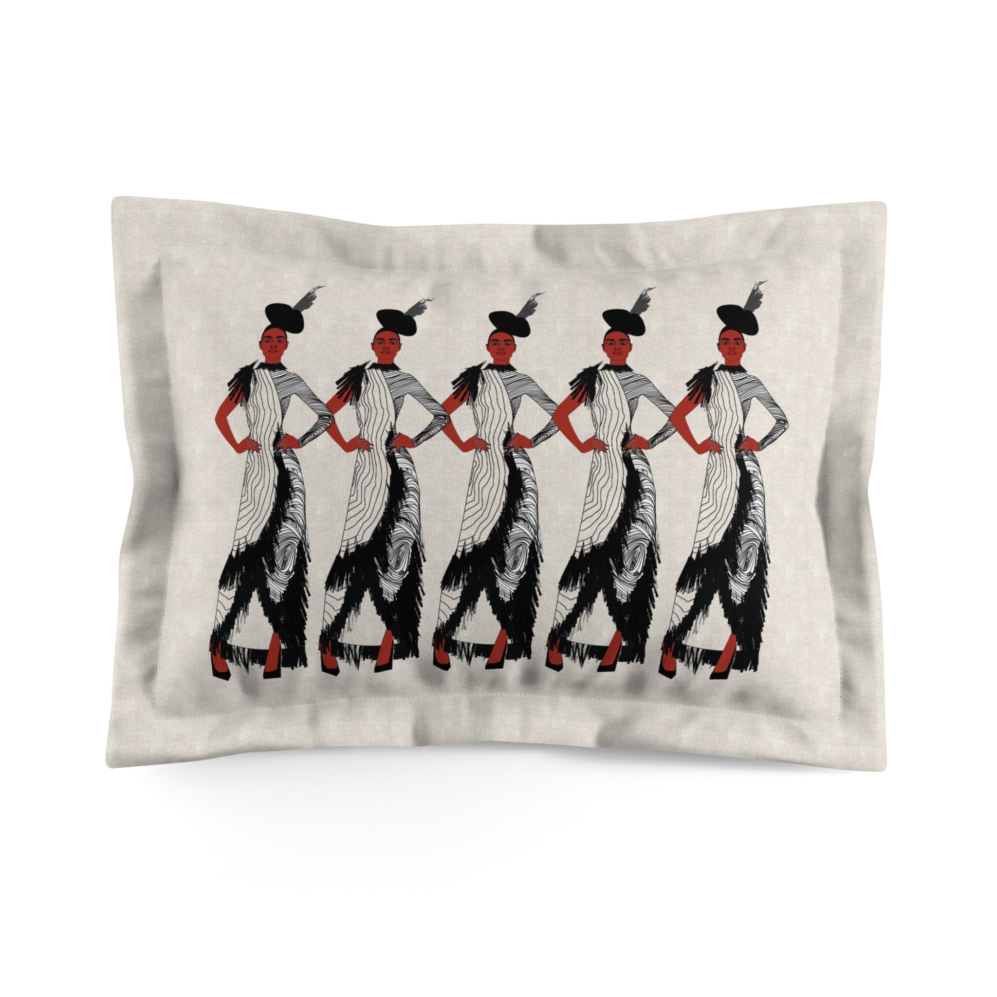 "Fierce Honey" Pillow Sham - Vintage Jazz Age Flapper Dancers Pattern