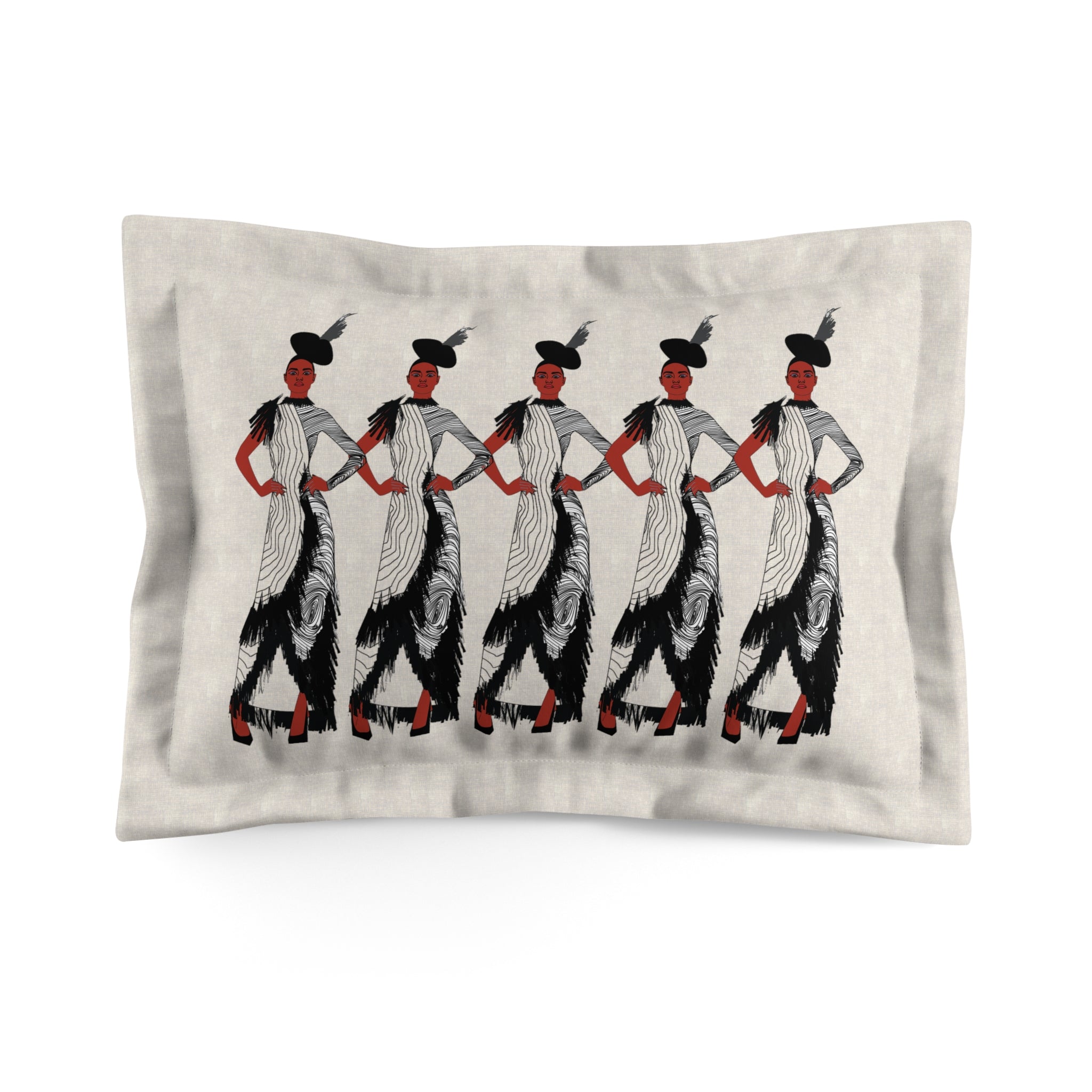 "Fierce Honey" Pillow Sham - Vintage Jazz Age Flapper Dancers Pattern