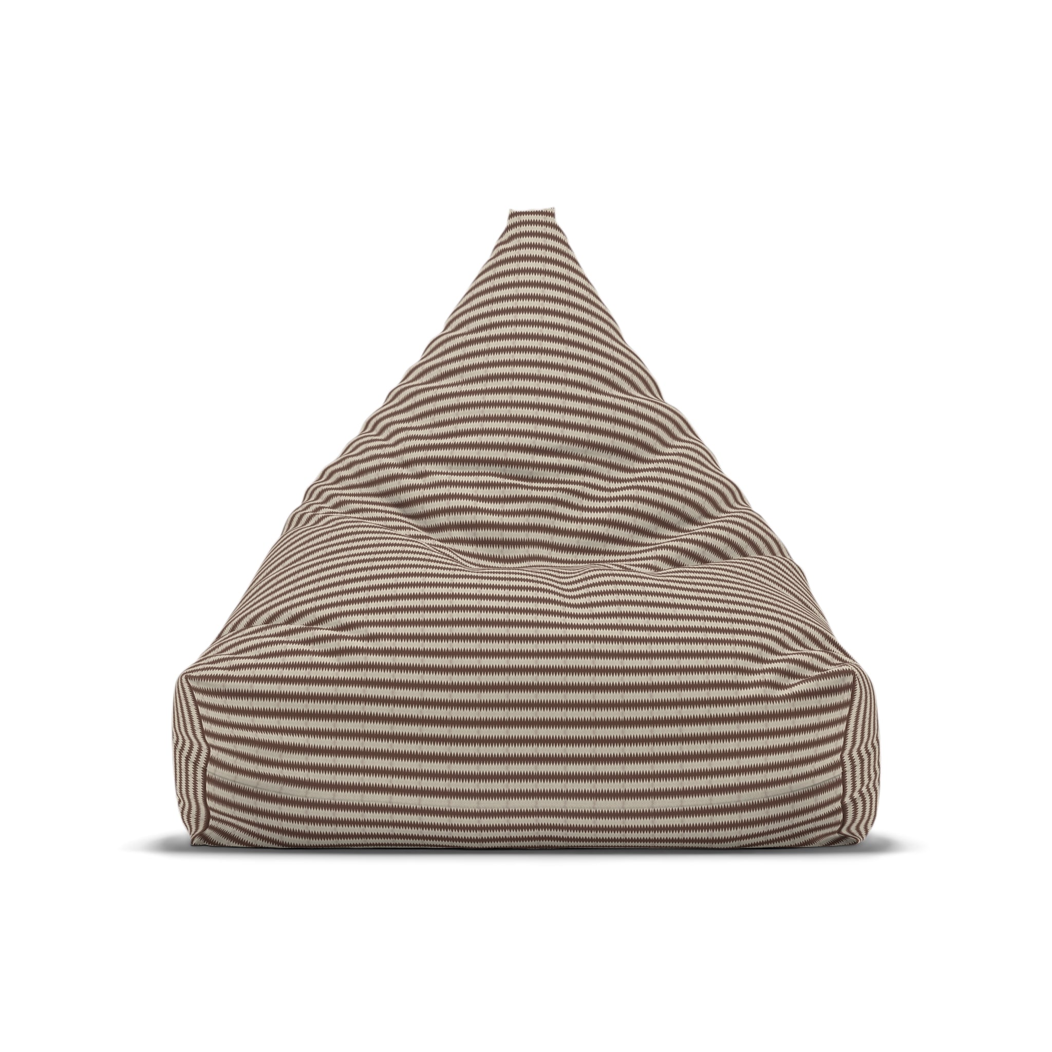 "Mississippi Morning" Burnt Umber Brown, Beige, Zig Zags, Striped Taupe Bean Bag Chair Cover — Modern Cozy Living Room Accent