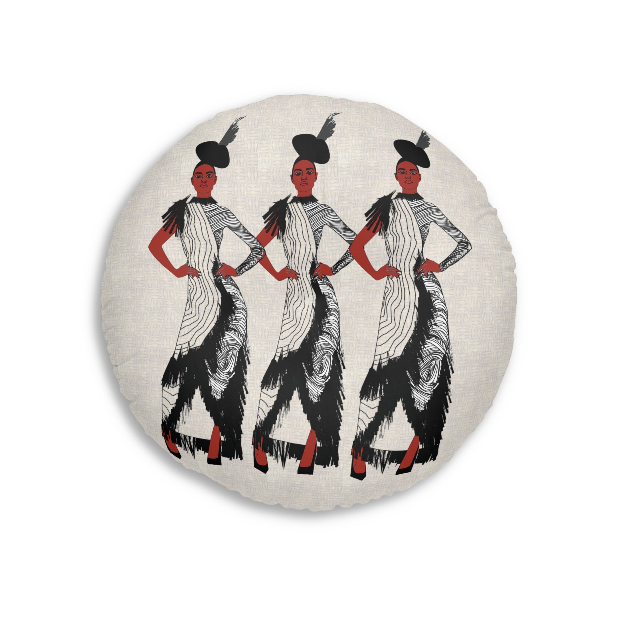 "Fierce Honey" Art Deco Flapper Trio Round Floor Pillow