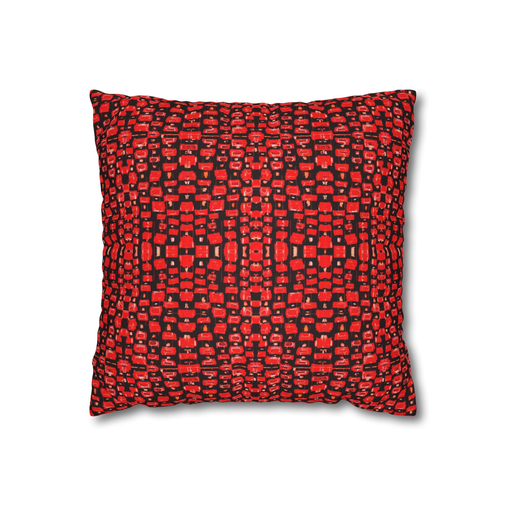 "Japanese Cherry Blossom" Red and Black Reptile Print Mosaic Decorative Pillowcase