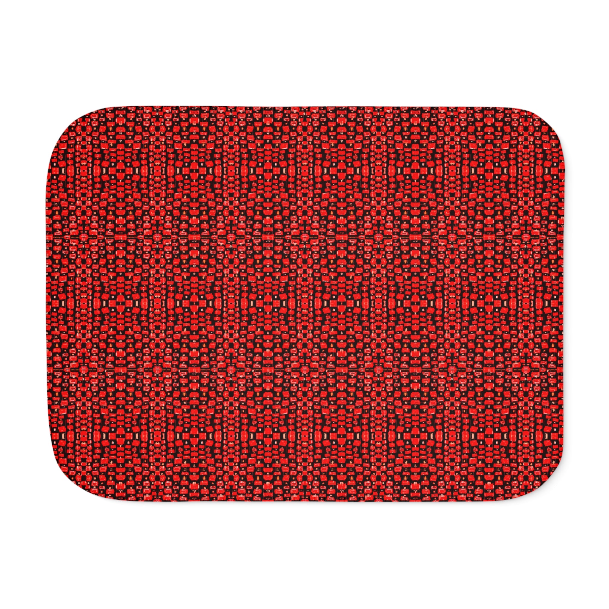 "Japanese Cherry Blossom" Cozy Red Knit Sherpa Blanket – Reversible Plush Throw for Home & Holiday Gifting