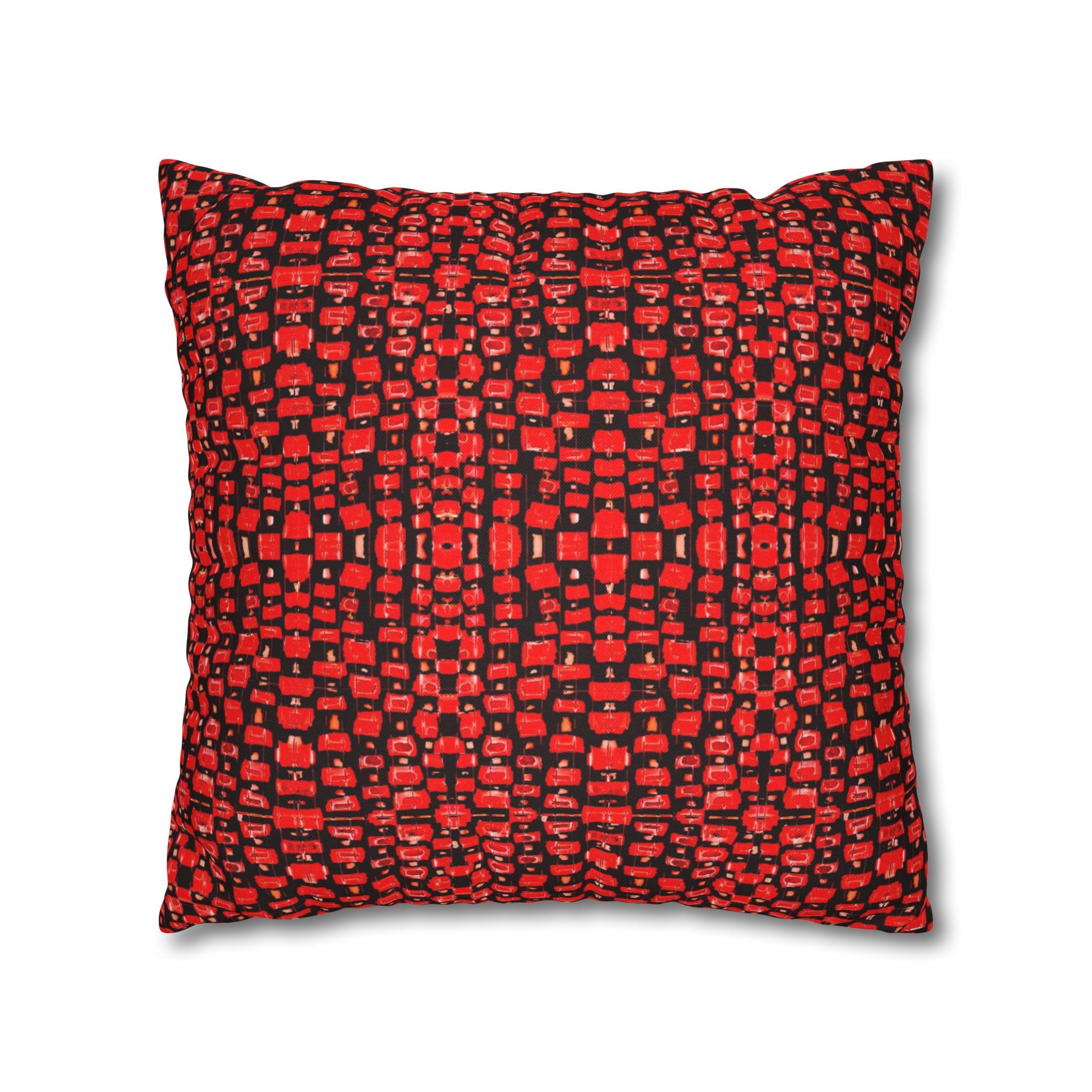 "Japanese Cherry Blossom" Red and Black Reptile Print Mosaic Decorative Pillowcase