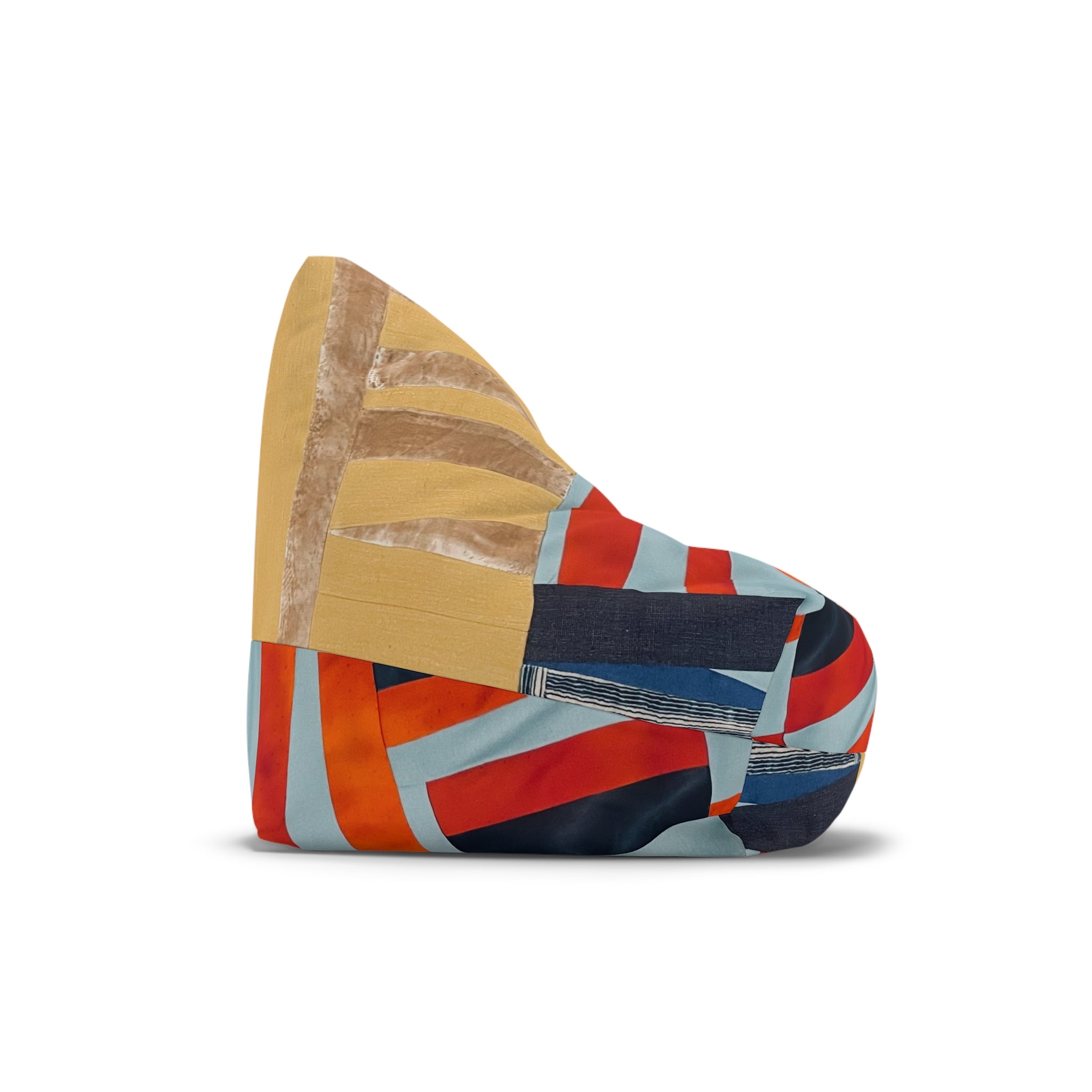 "Hannah and Samuel" Quilt Block Abstract Geo Stripe Bean Bag Cover — Modern Colorblock Lounge Slipcover