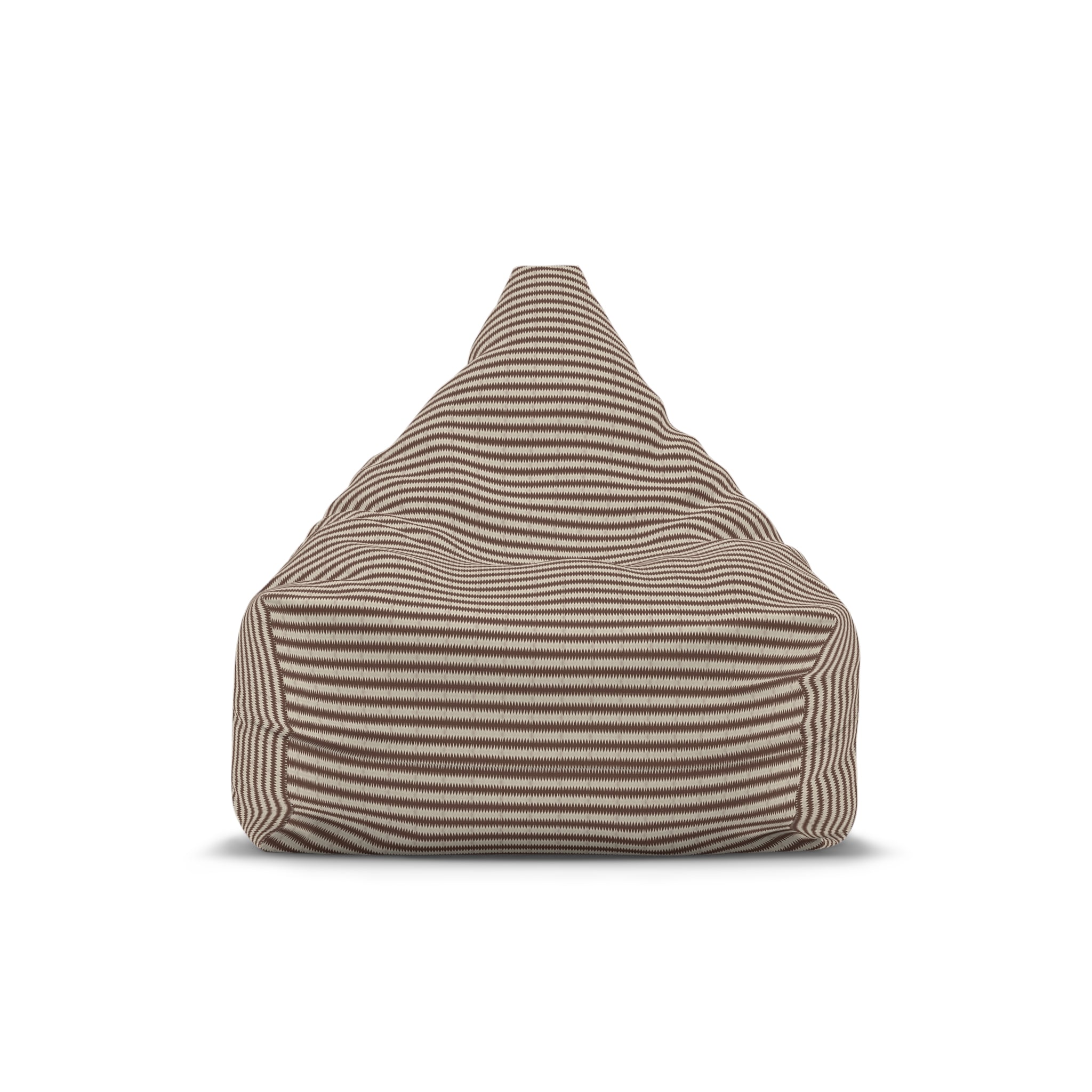 "Mississippi Morning" Burnt Umber Brown, Beige, Zig Zags, Striped Taupe Bean Bag Chair Cover — Modern Cozy Living Room Accent