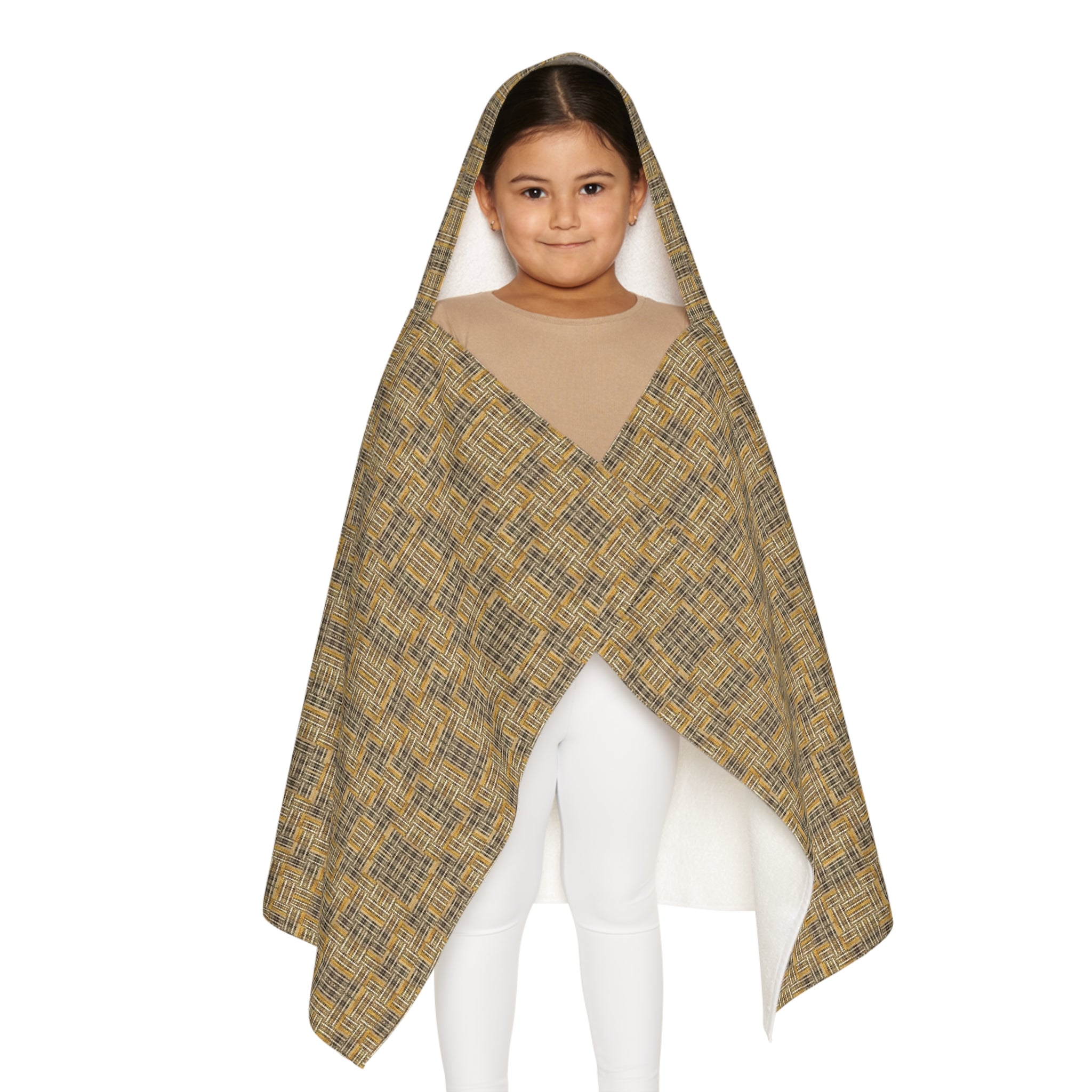 "All Things Fall Apart" Youth Hooded Towel — Rustic Woven Plaid Hooded Beach & Bath Wrap for Kids
