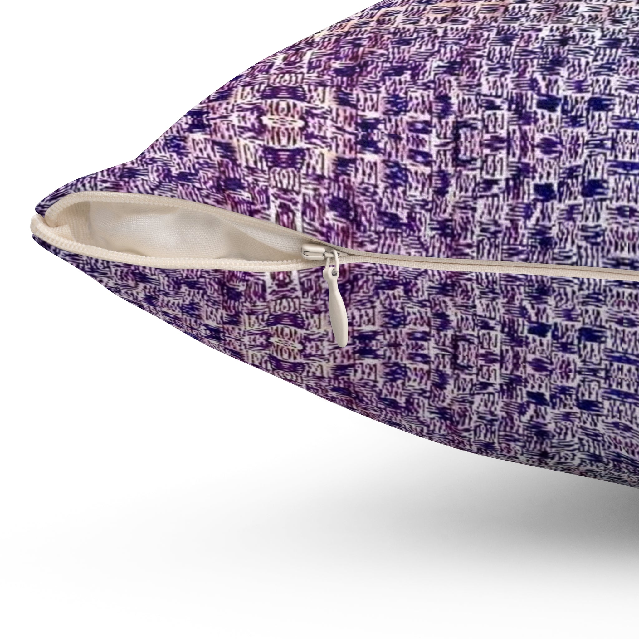 "Pauline, My Love" Purple and Blue Mosaic Decorative Pillow - Boho Geometric Accent Cushion