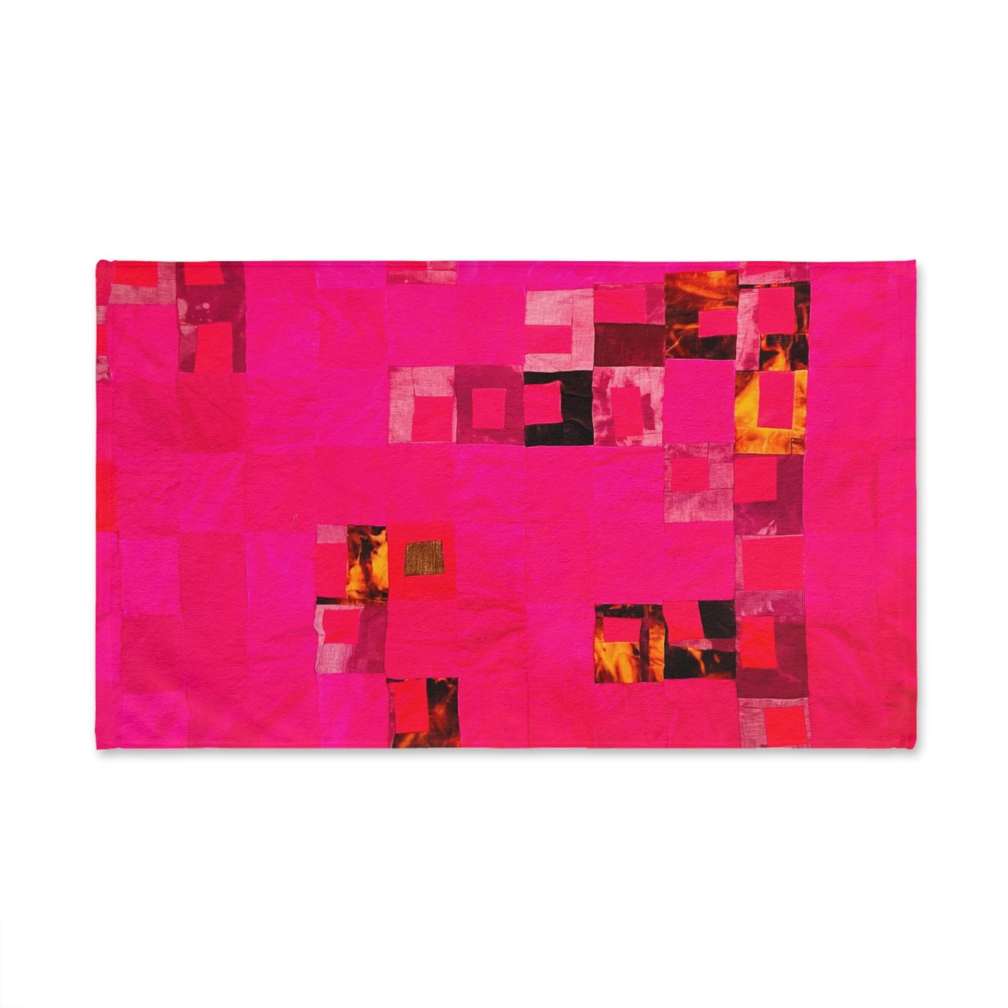 "Lela" Hot Pink Mosaic Hand Towel — Vibrant Abstract Kitchen & Bath Accent