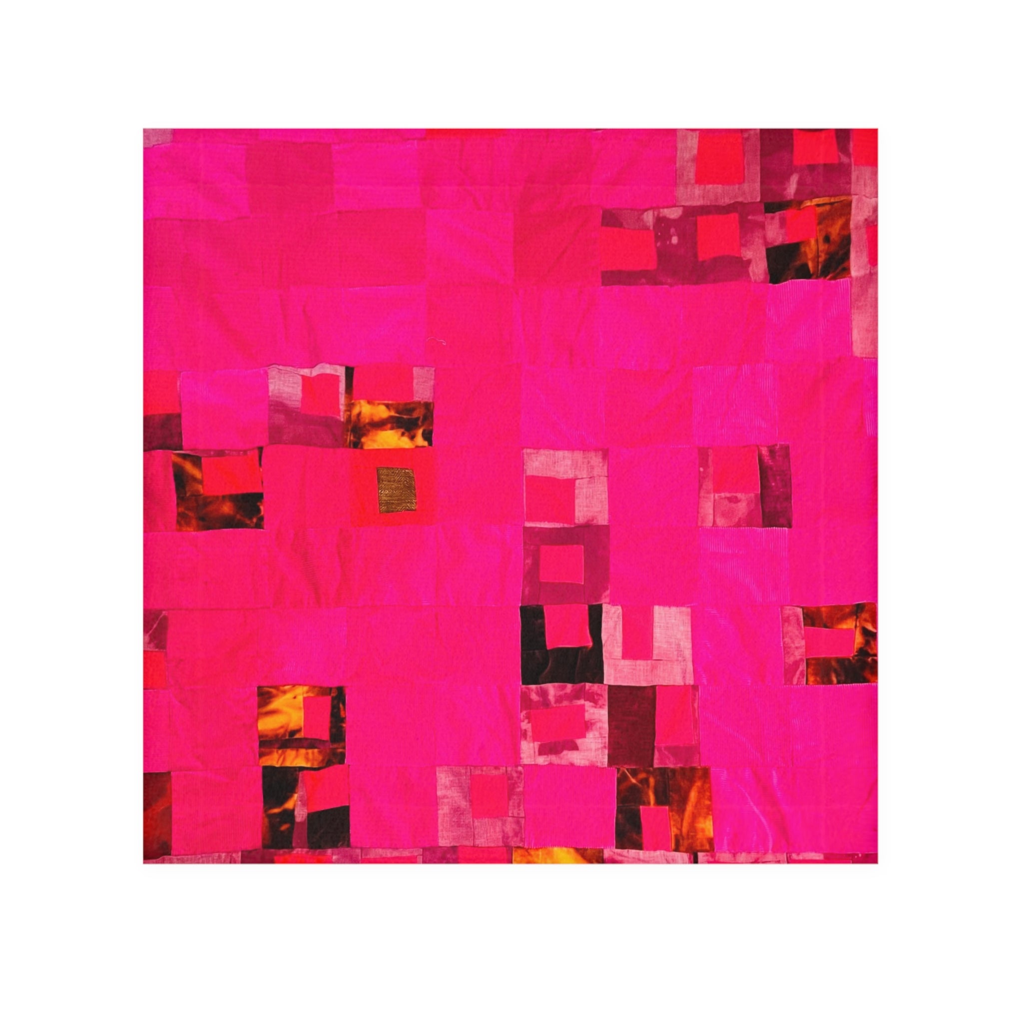 "Lela Lela Lela" Pink Mosaic Face Towel — Vibrant Abstract Square Pattern
