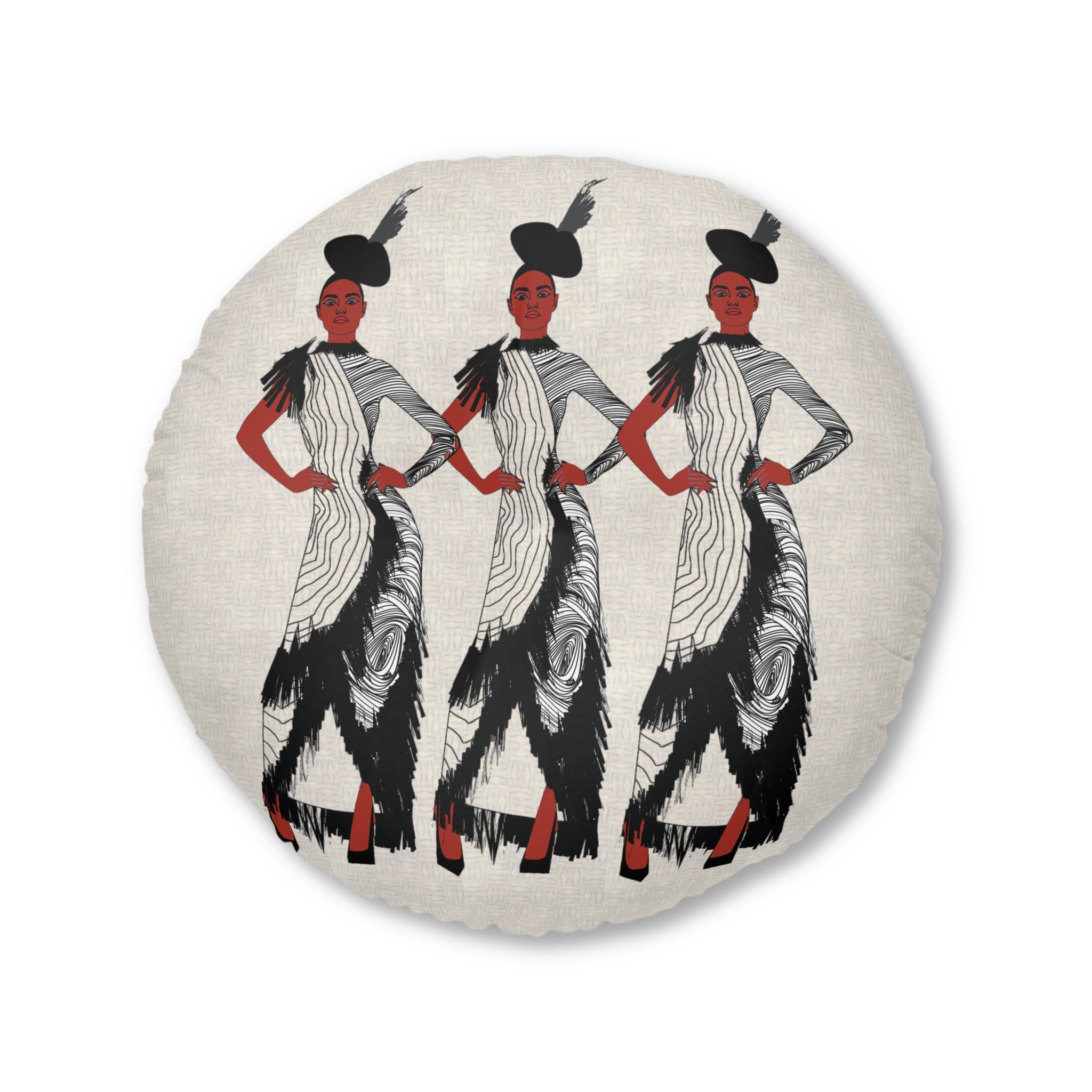 "Fierce Honey" Art Deco Flapper Trio Round Floor Pillow