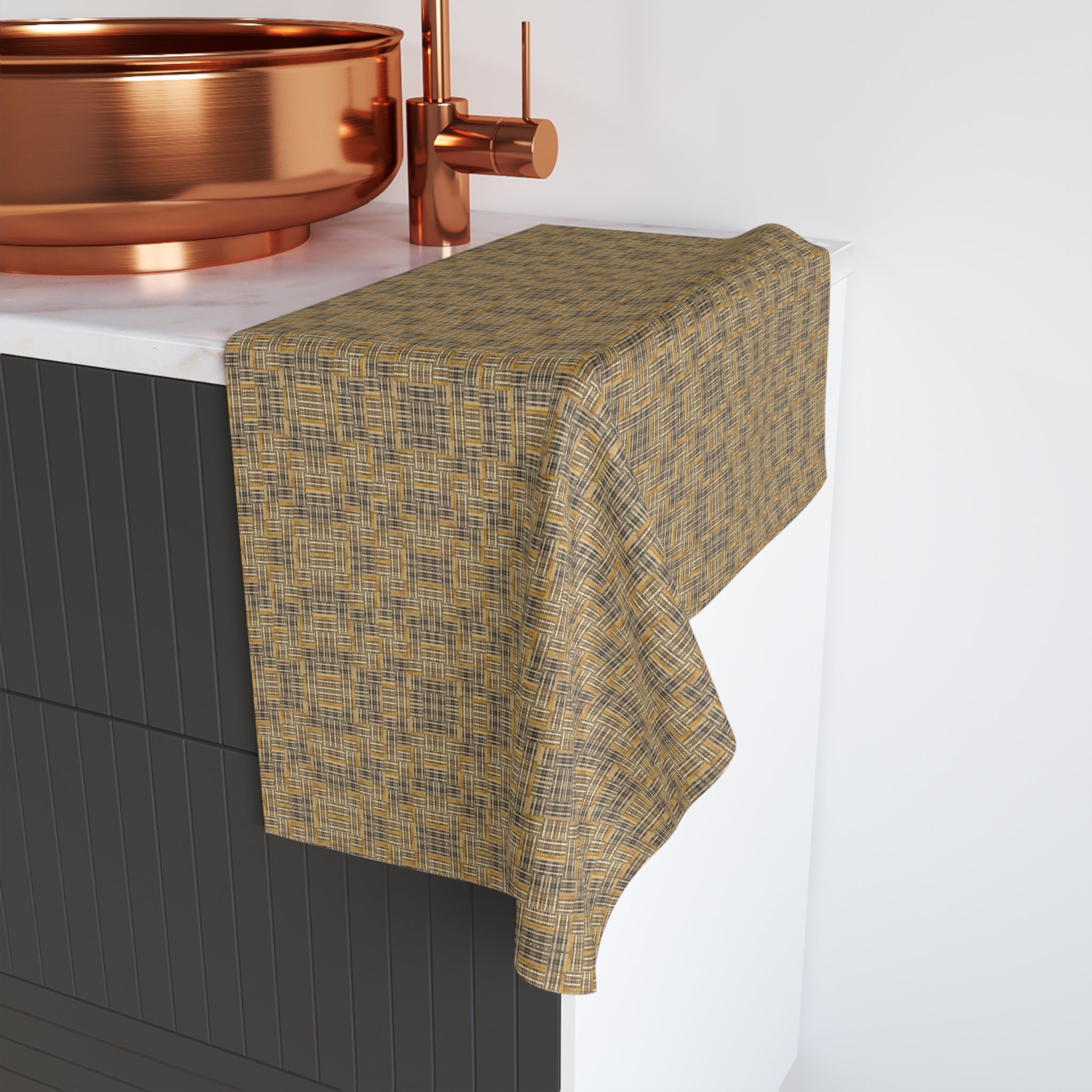 "All Things Fall Apart" Woven Plaid Hand Towel — Rustic Farmhouse Kitchen Accent
