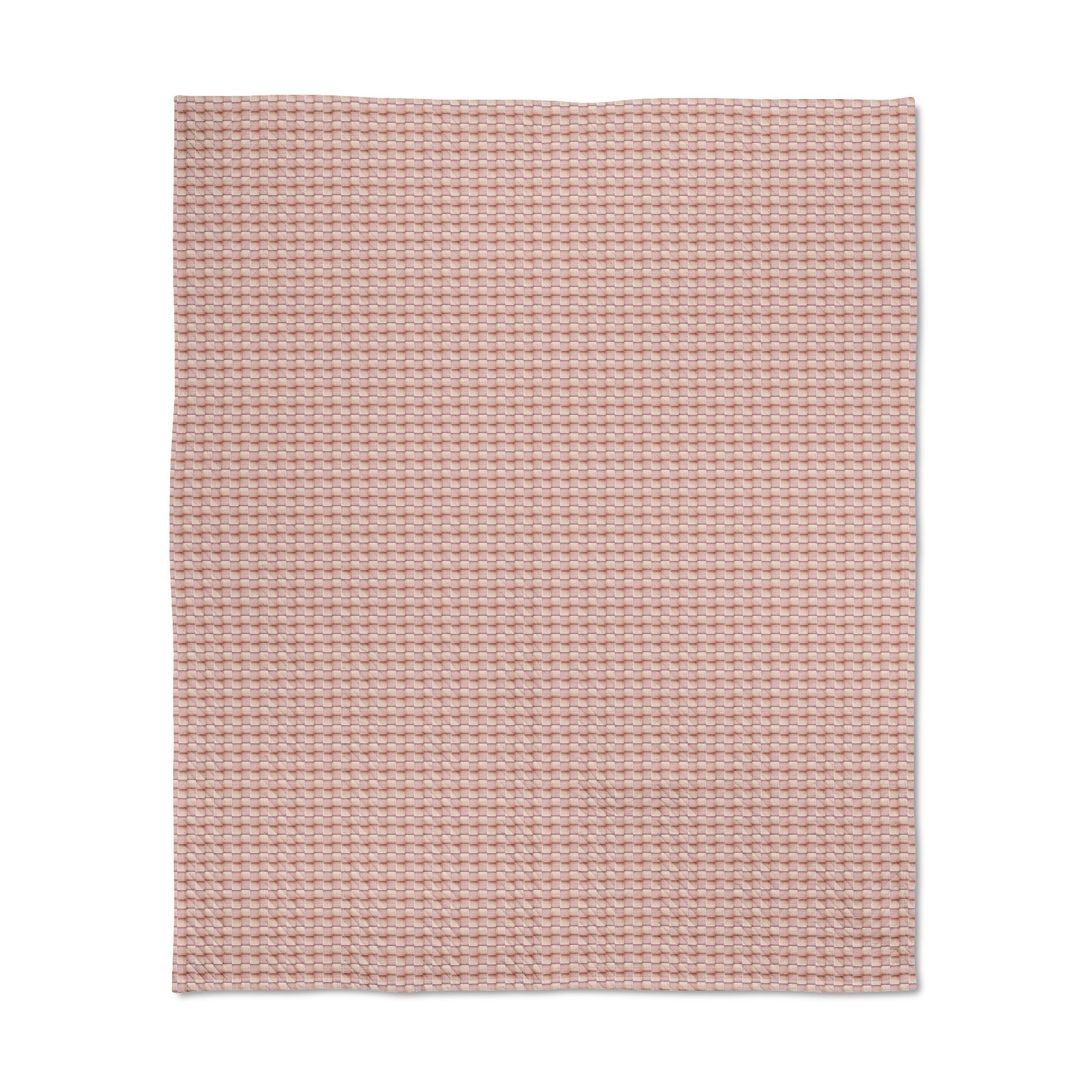 "Grandma Rose" Quilted Throw Blanket — Soft Waffle Knit Blush Pink Throw for Sofa & Bed