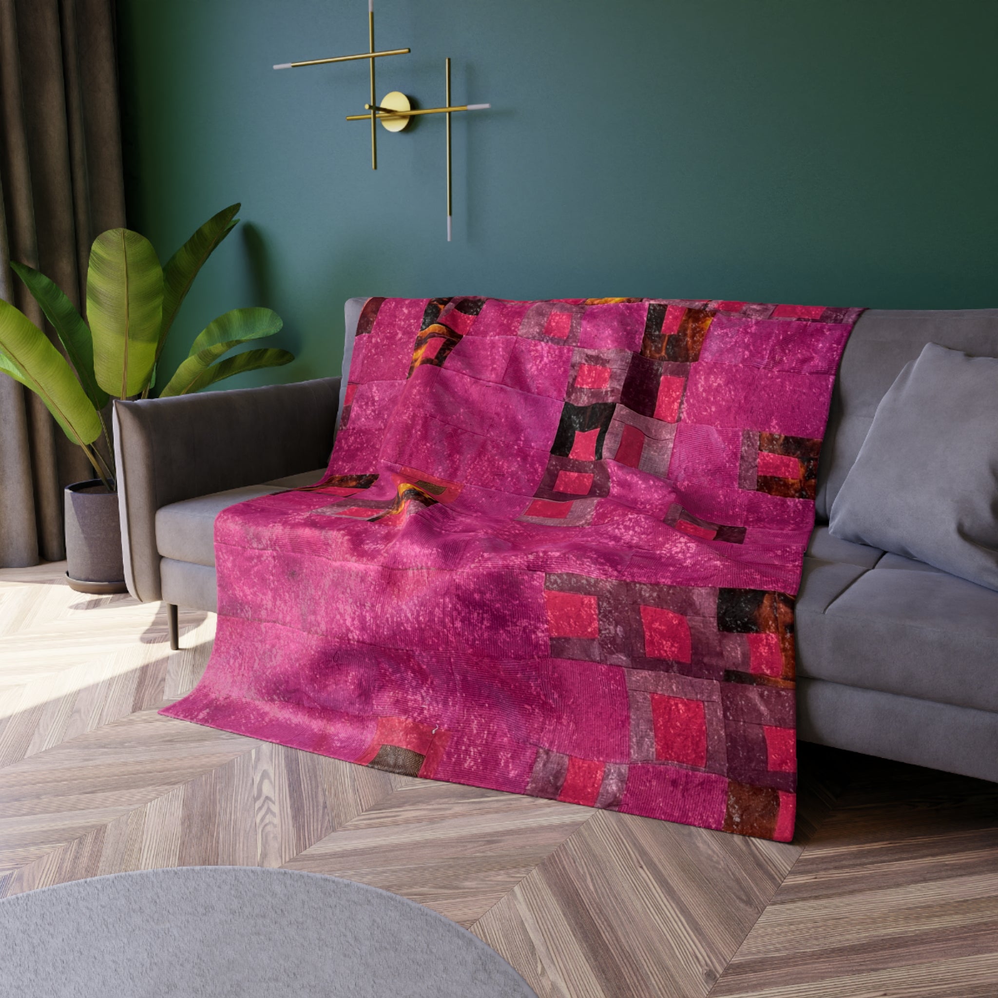 "Lela Lela Lela Love" Vibrant Crushed Velvet Blanket – Cozy Pink Abstract Design