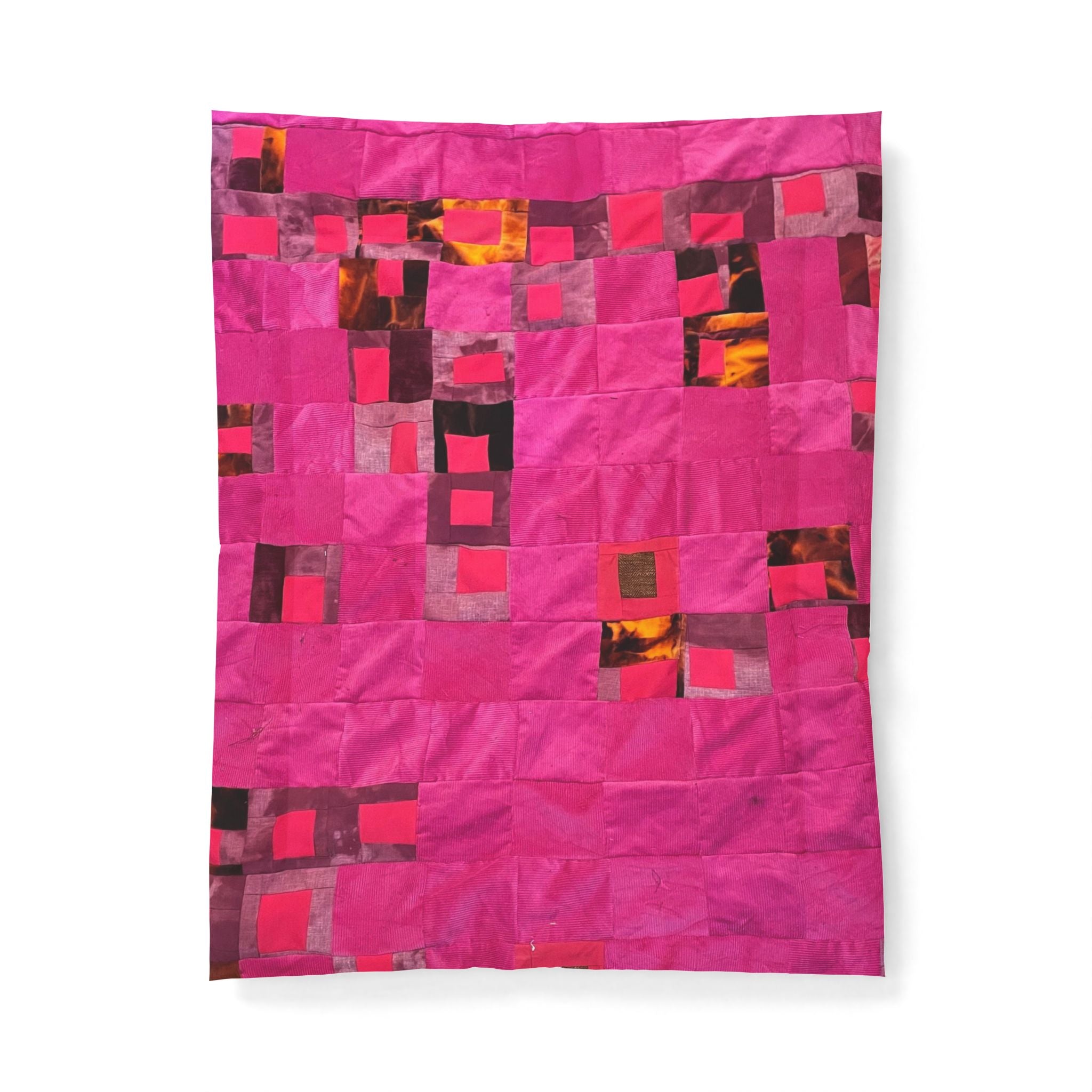 "Lela" Pink Geometric Cotton Comforter – Modern Patchwork Throw for Bedroom
