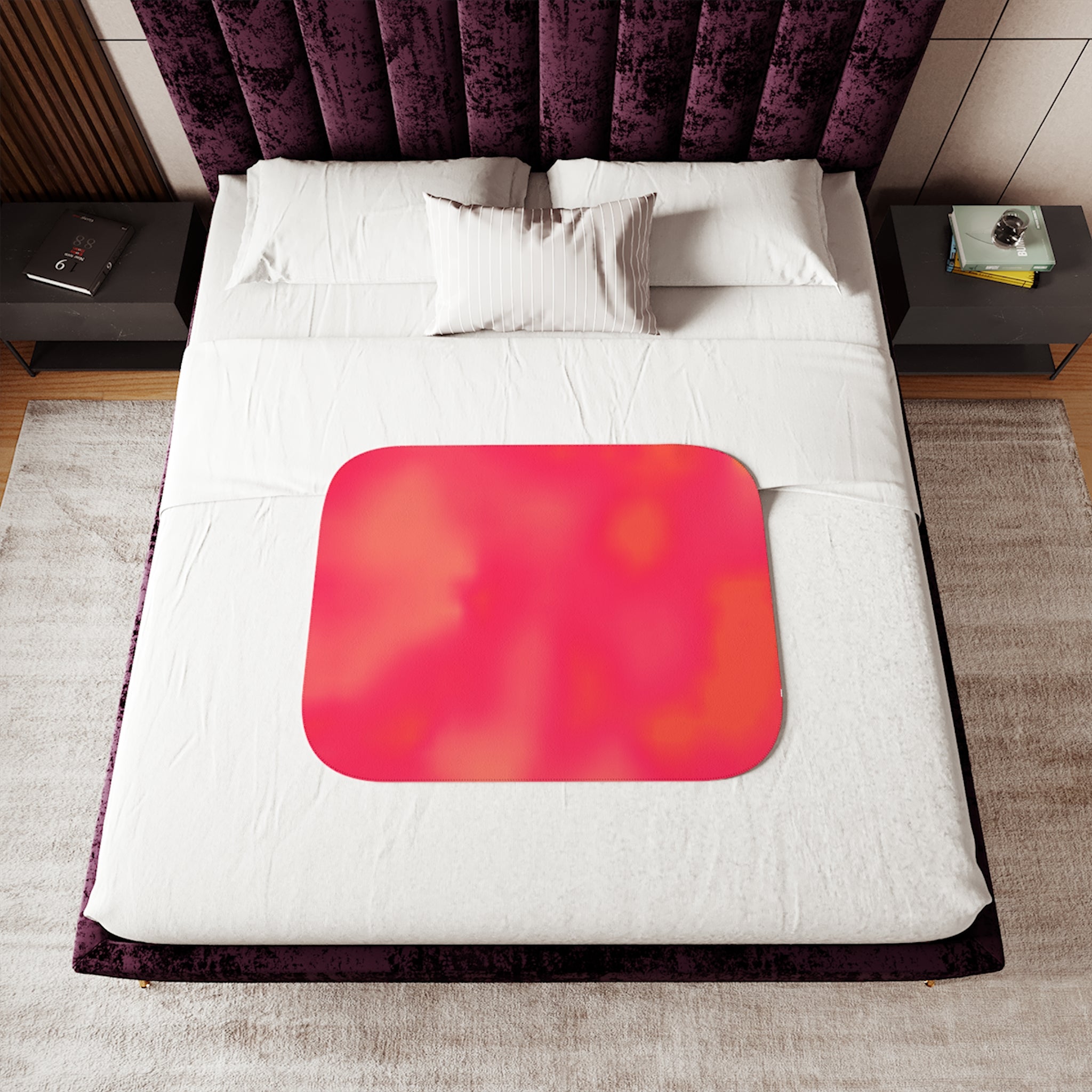 "The Skies Will Break For You, My Friend" Sherbet Plush Sherpa Blanket - Vibrant Coral Tie-Dye Reversible Throw