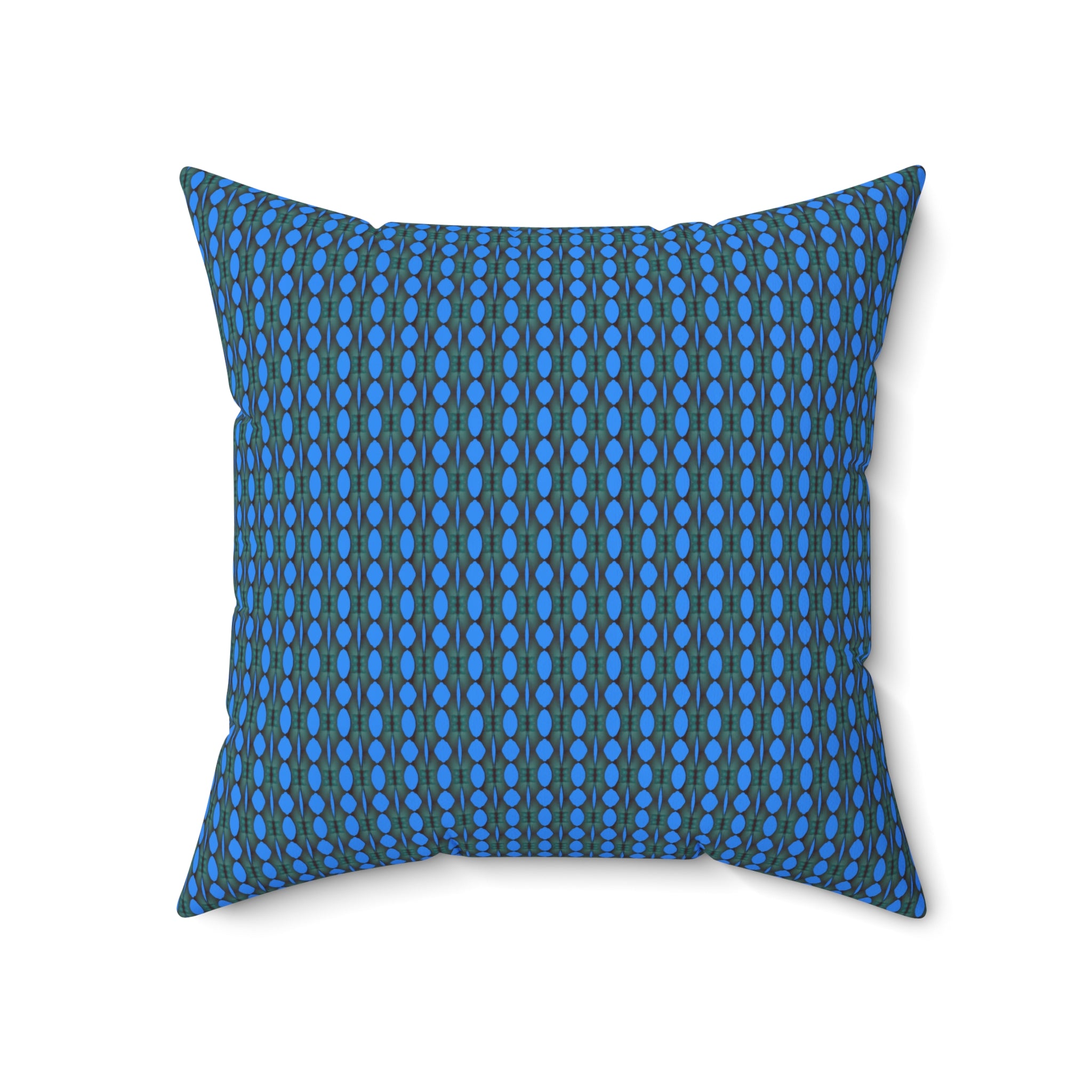 "Where Are We Going?" Blue Geometric Dot Pattern Pillow - Modern Decorative Square Throw Cushion